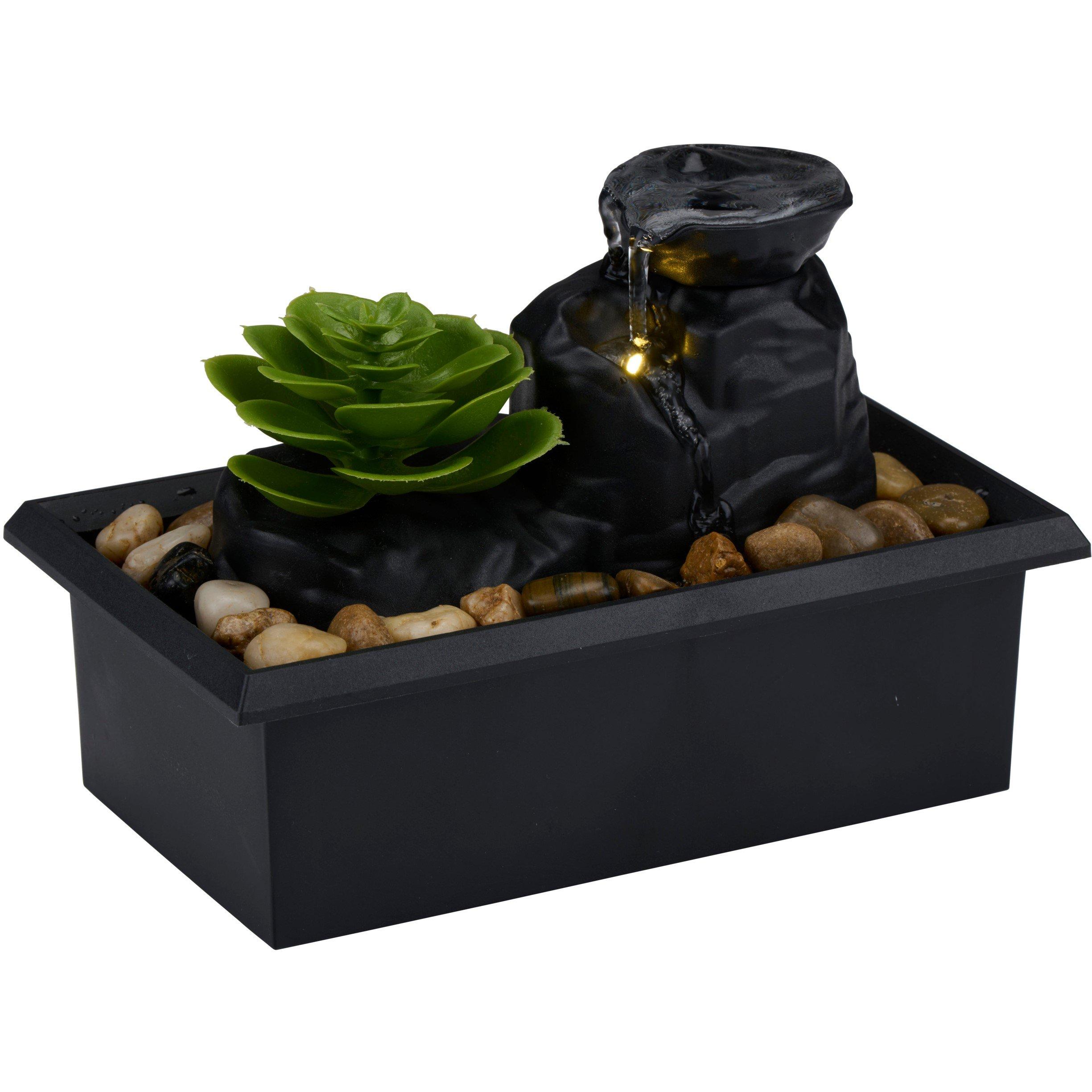 None - Arti Casa - ARTICASA Fountain with Artificial Plant and LED Light - 1
