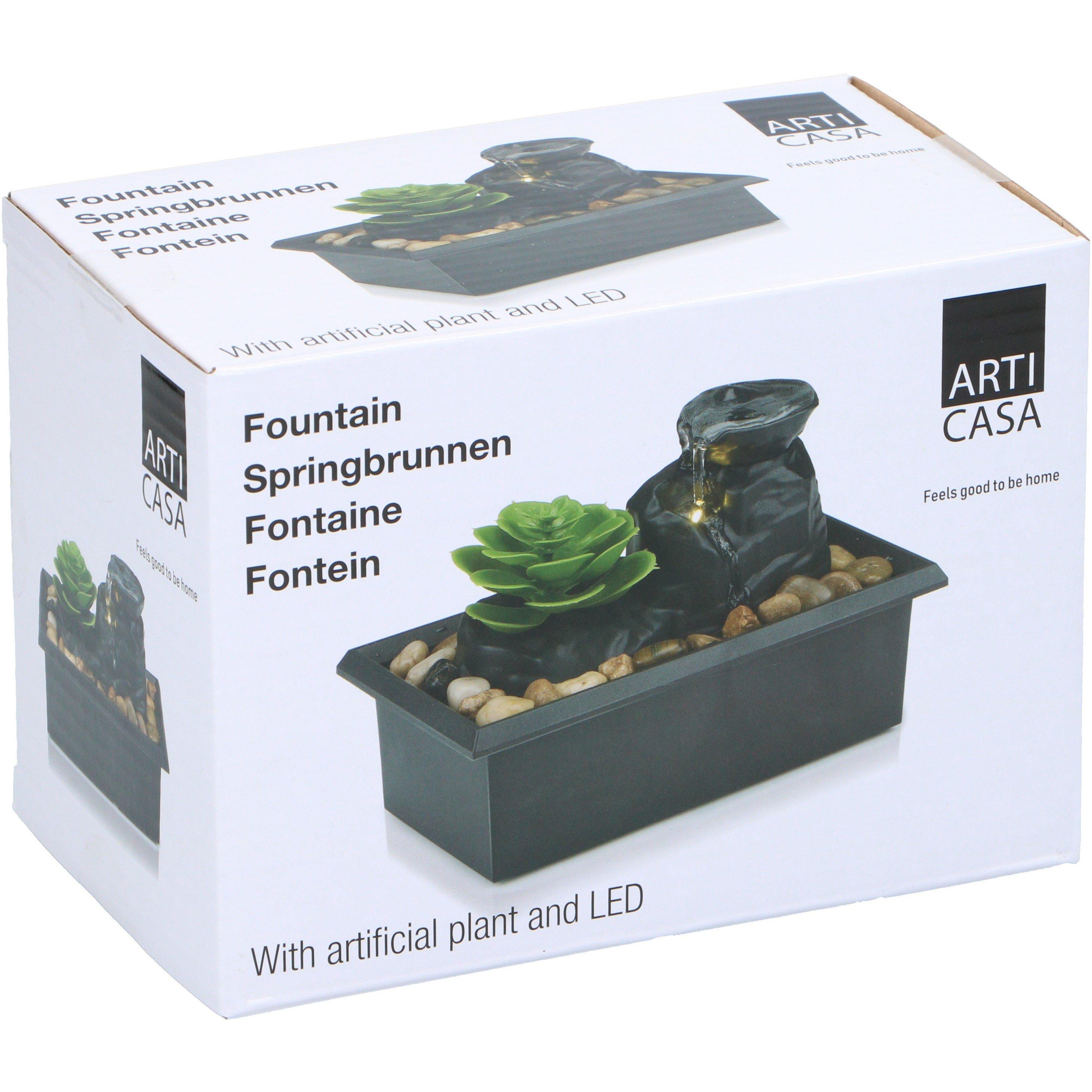 None - Arti Casa - ARTICASA Fountain with Artificial Plant and LED Light - 2