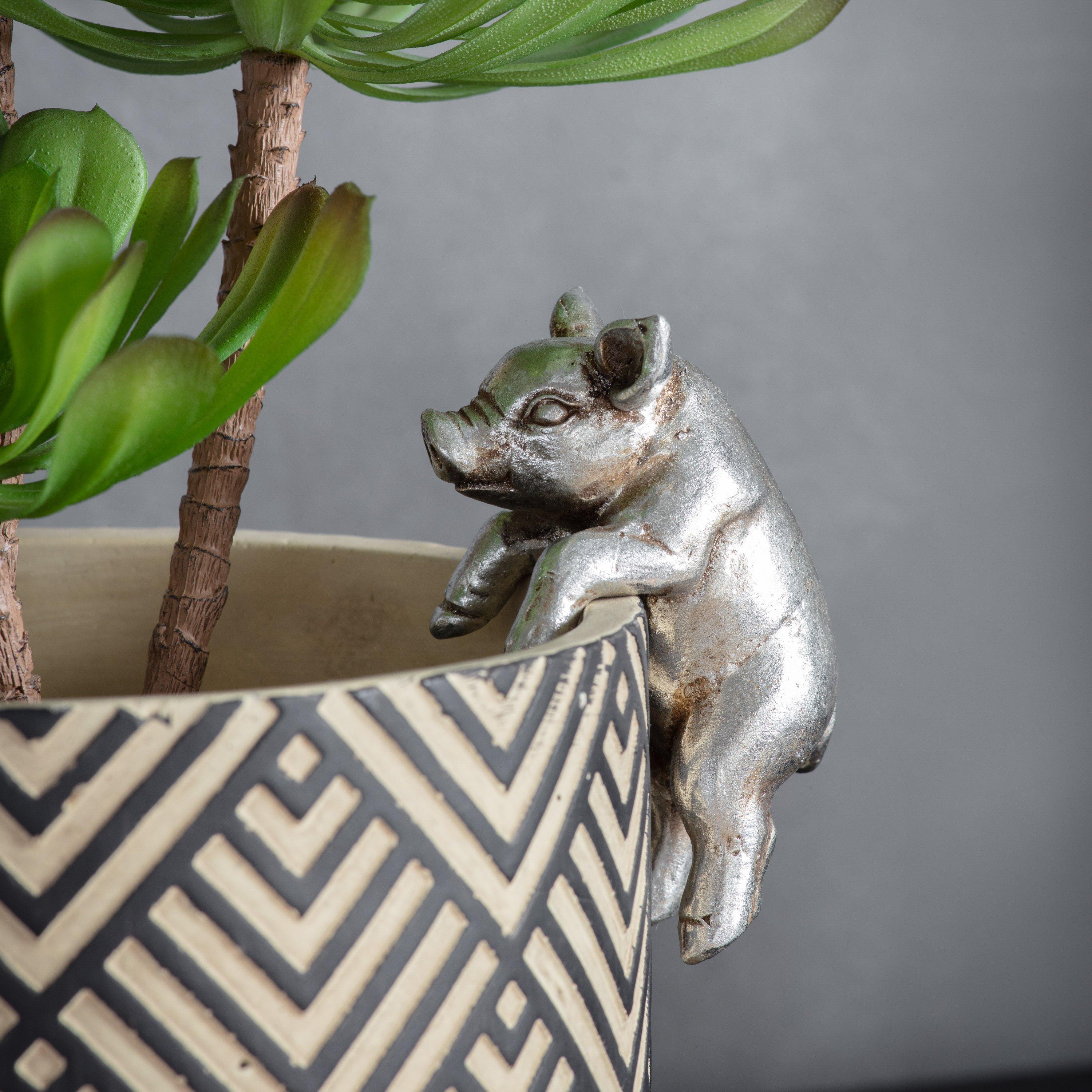 Silver - Gallery - Peter Piglet Pot Hanger Grey (Pack Of 2) - 2