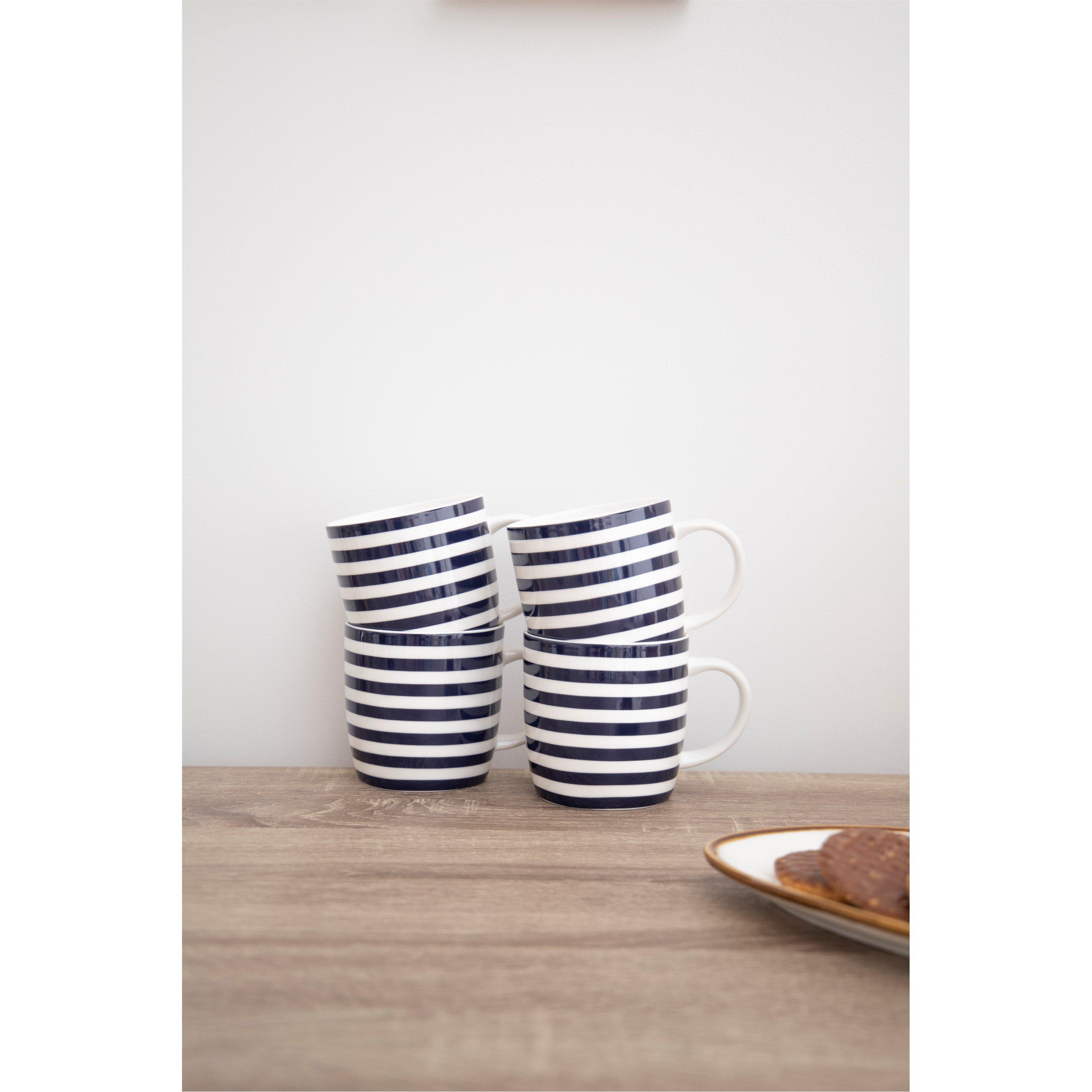 Blue - KitchenCraft - KitchenCraft Set of 4 Blue and White Striped Coffe - 3