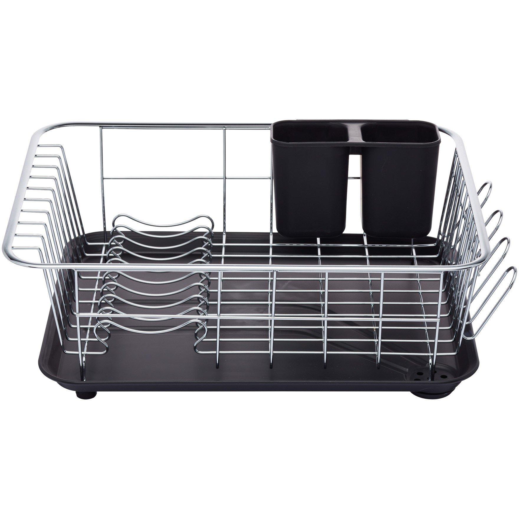 Kitchencraft  Chrome Plated Dish Drainer - Black - 42x30x16cm