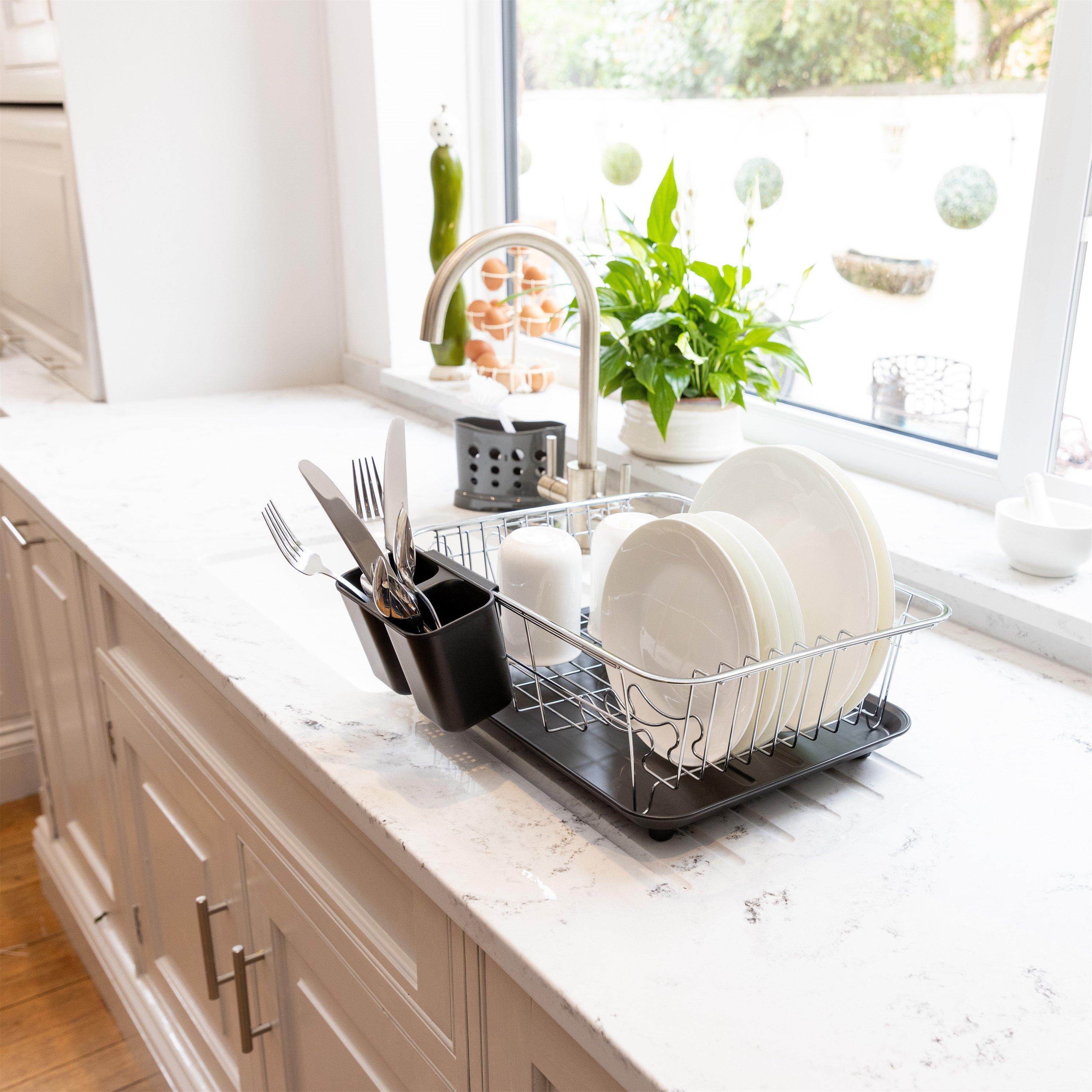 Black - KitchenCraft - KitchenCraft Chrome Plated Dish Drainer - 2