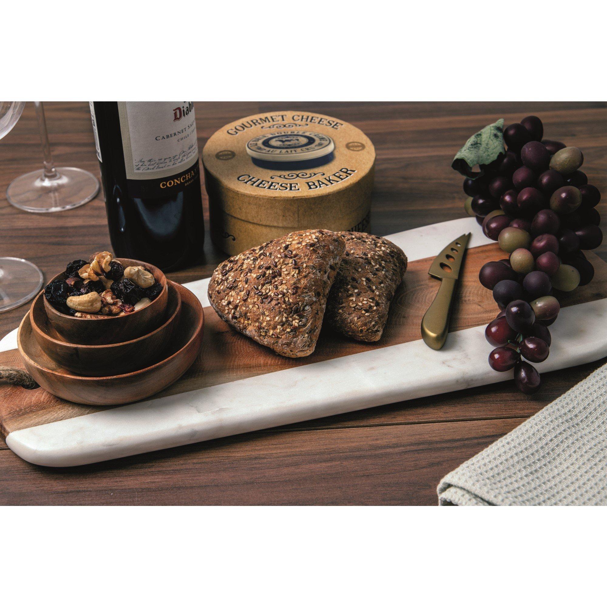 White/Brown - Artesa - Marble and Acacia Wood Serving Board - 3