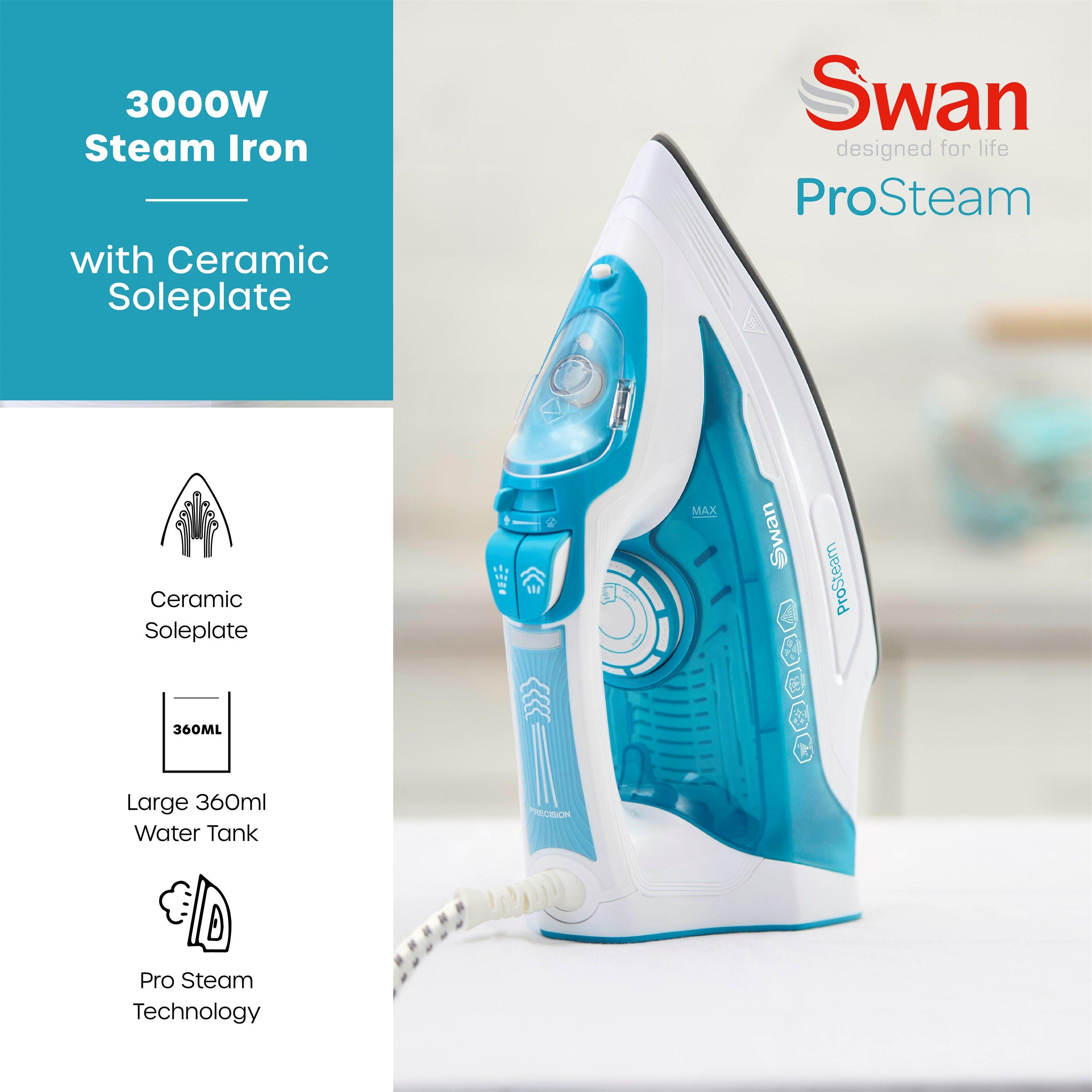 White - Swan - 3000W Steam Iron White Aqua - 2