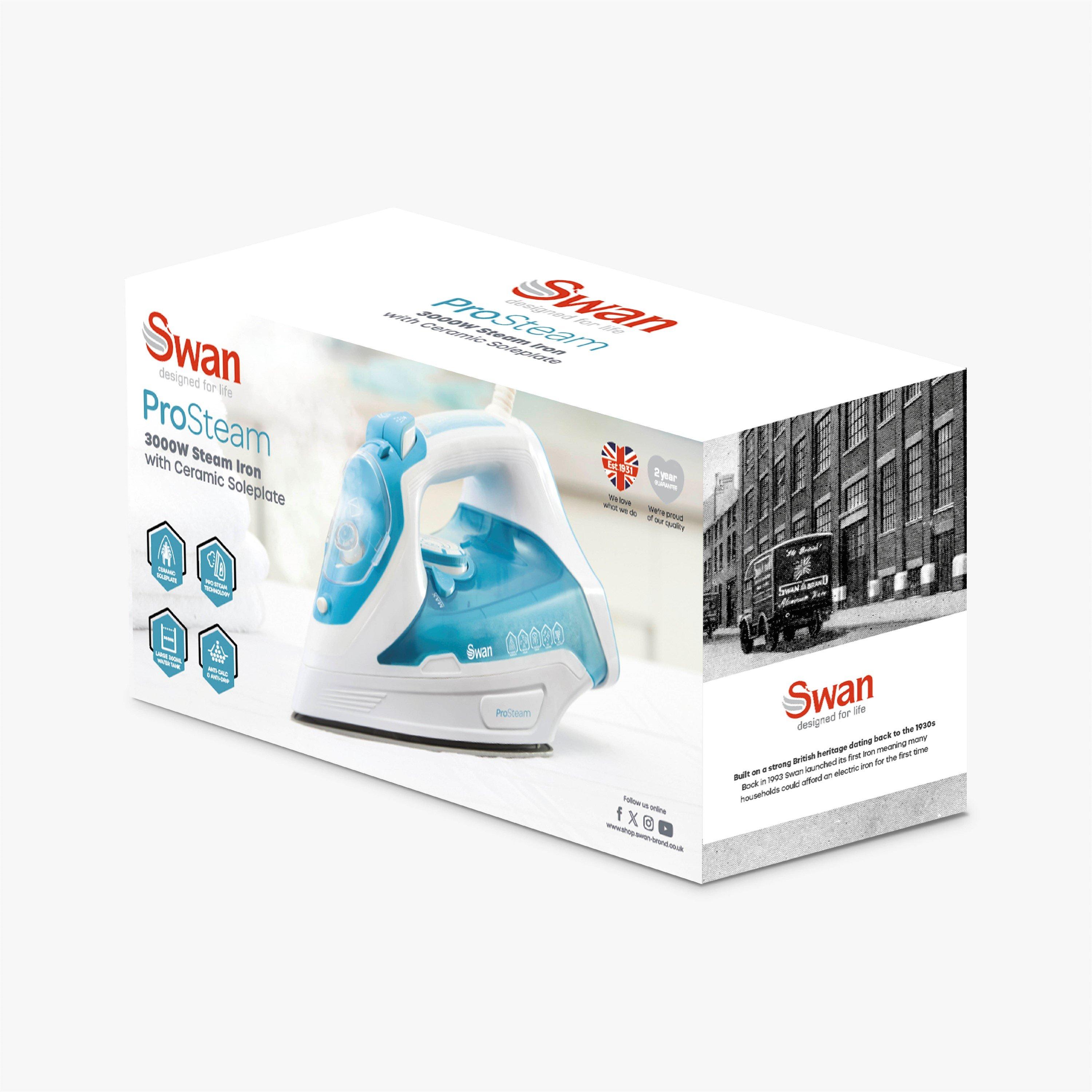 White - Swan - 3000W Steam Iron White Aqua - 9