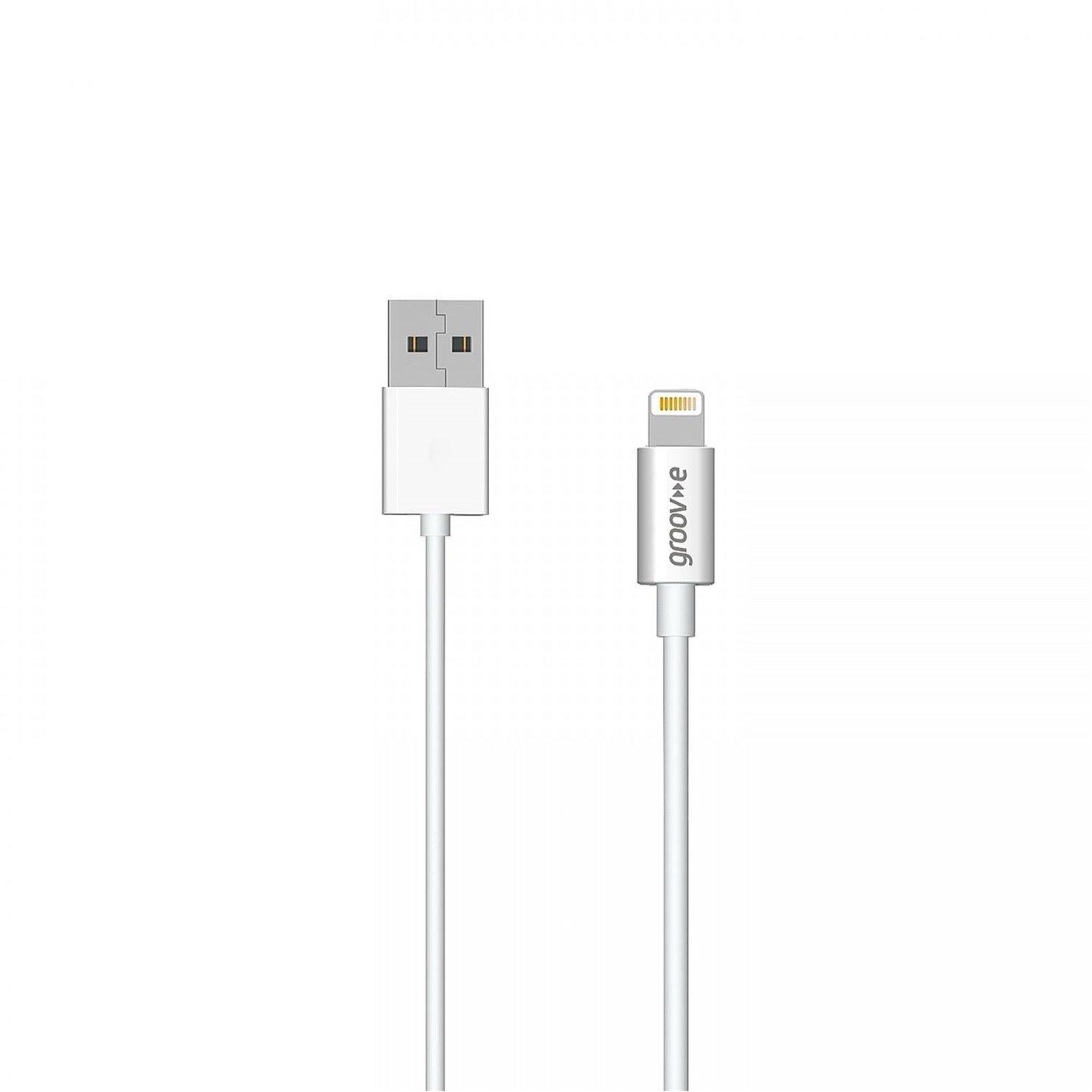 White - Groov-e - MFI Lightning to USB-A Charging Cable 1M - White - 1