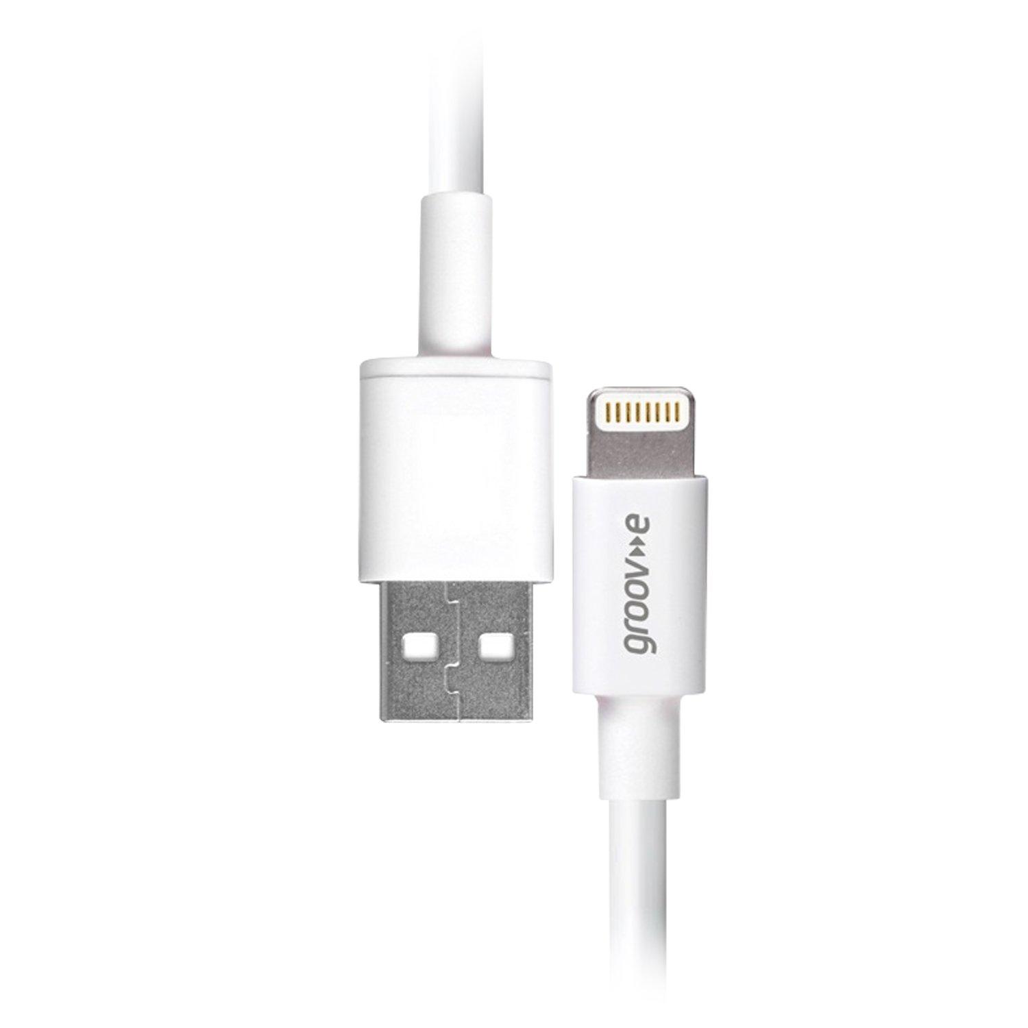 White - Groov-e - MFI Lightning to USB-A Charging Cable 1M - White - 2