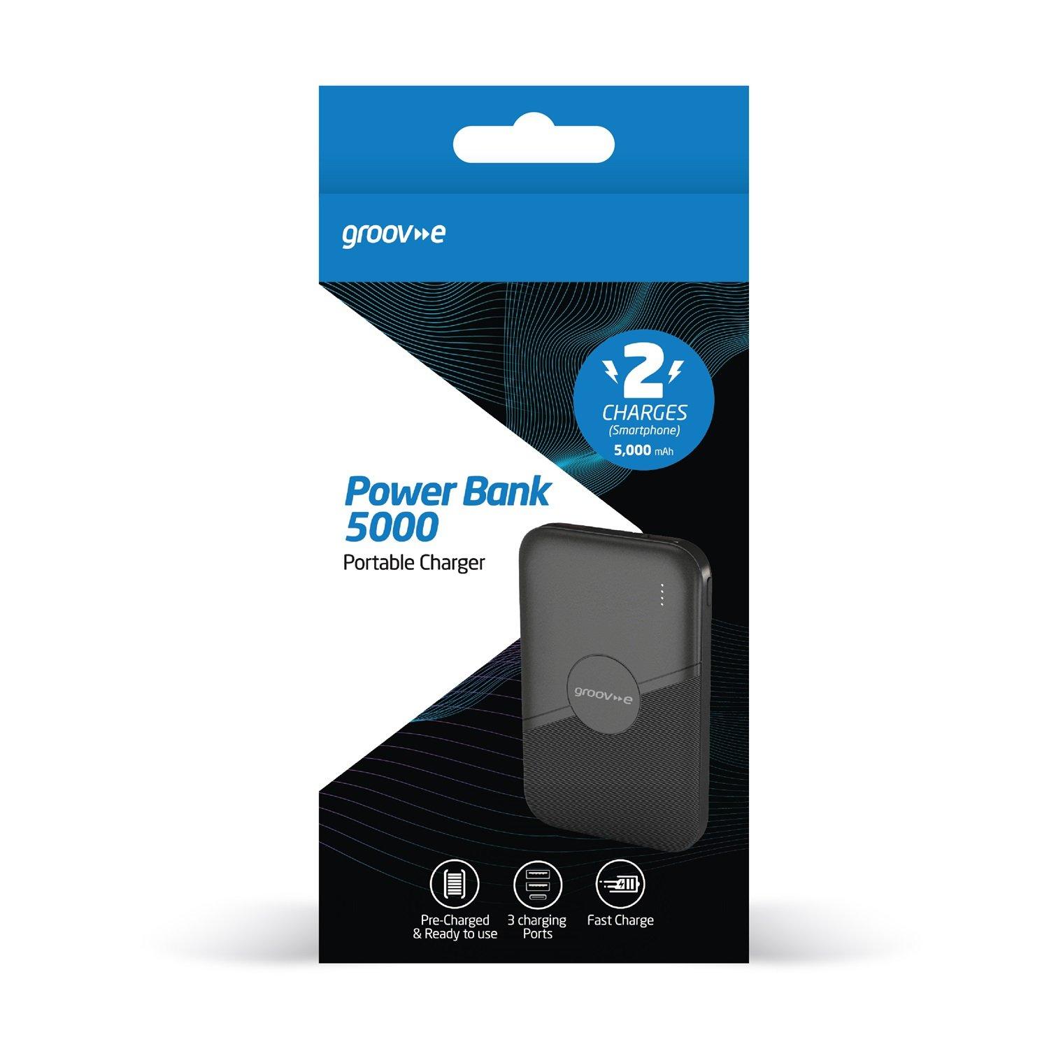 Black - Groov-e - Portable Power Stick 5000mAh Powerbank- Black - 2