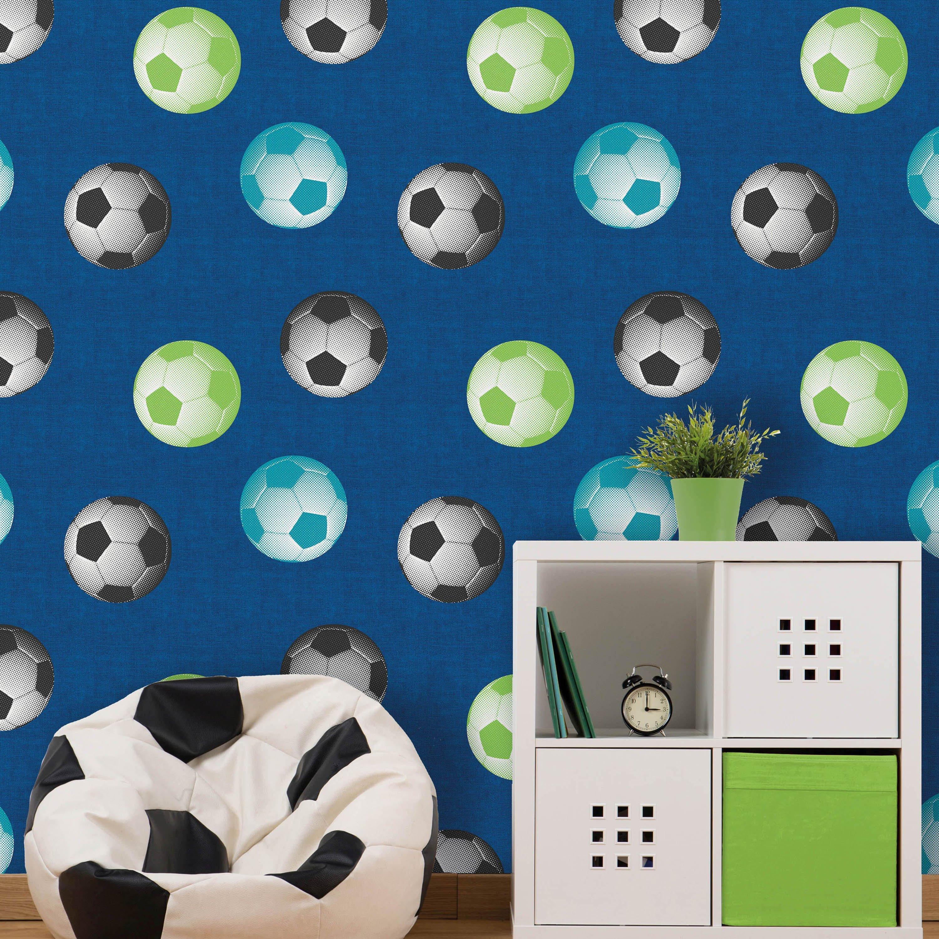 Blue - Catherine Lansfield - Football Wallpaper - 1