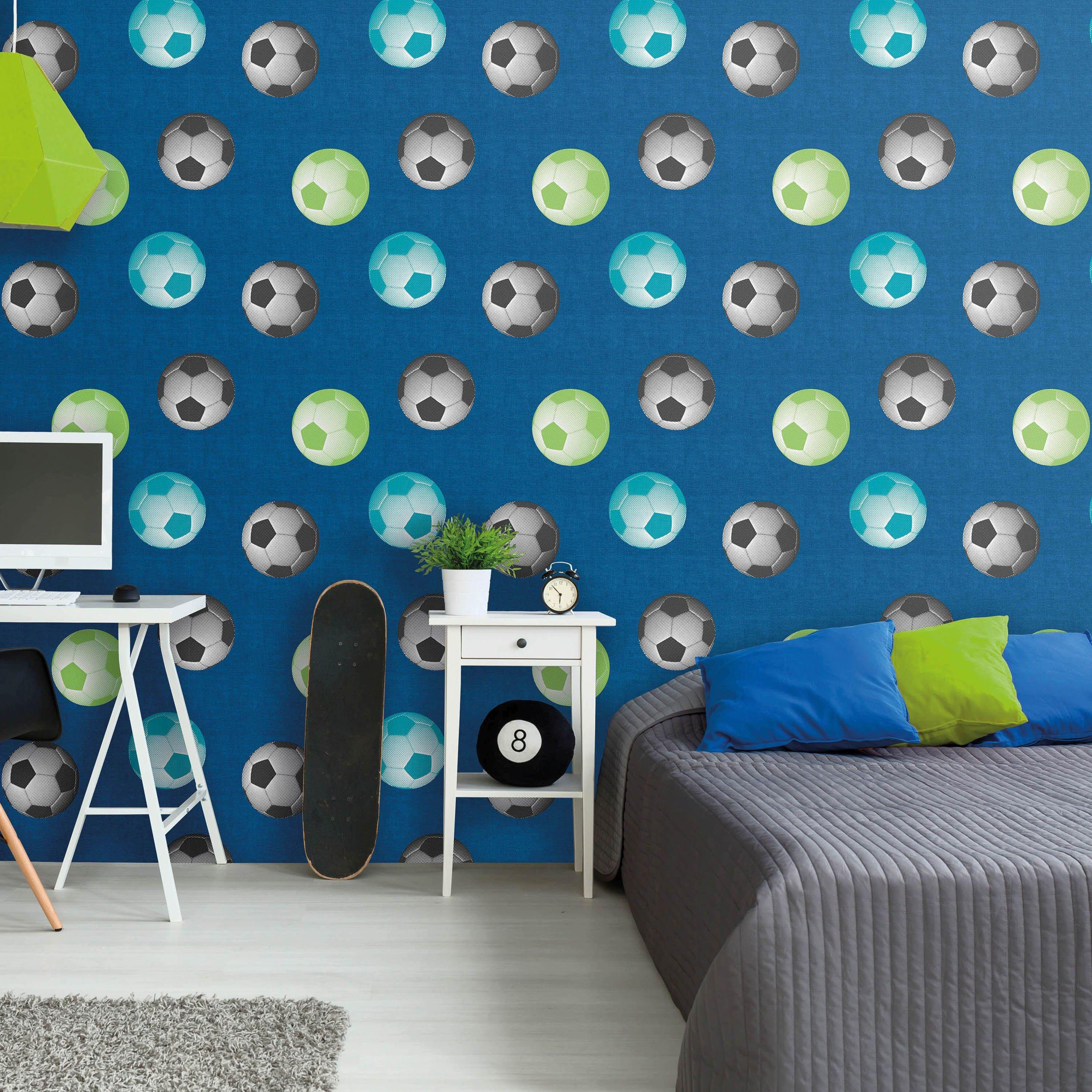 Blue - Catherine Lansfield - Football Wallpaper - 2