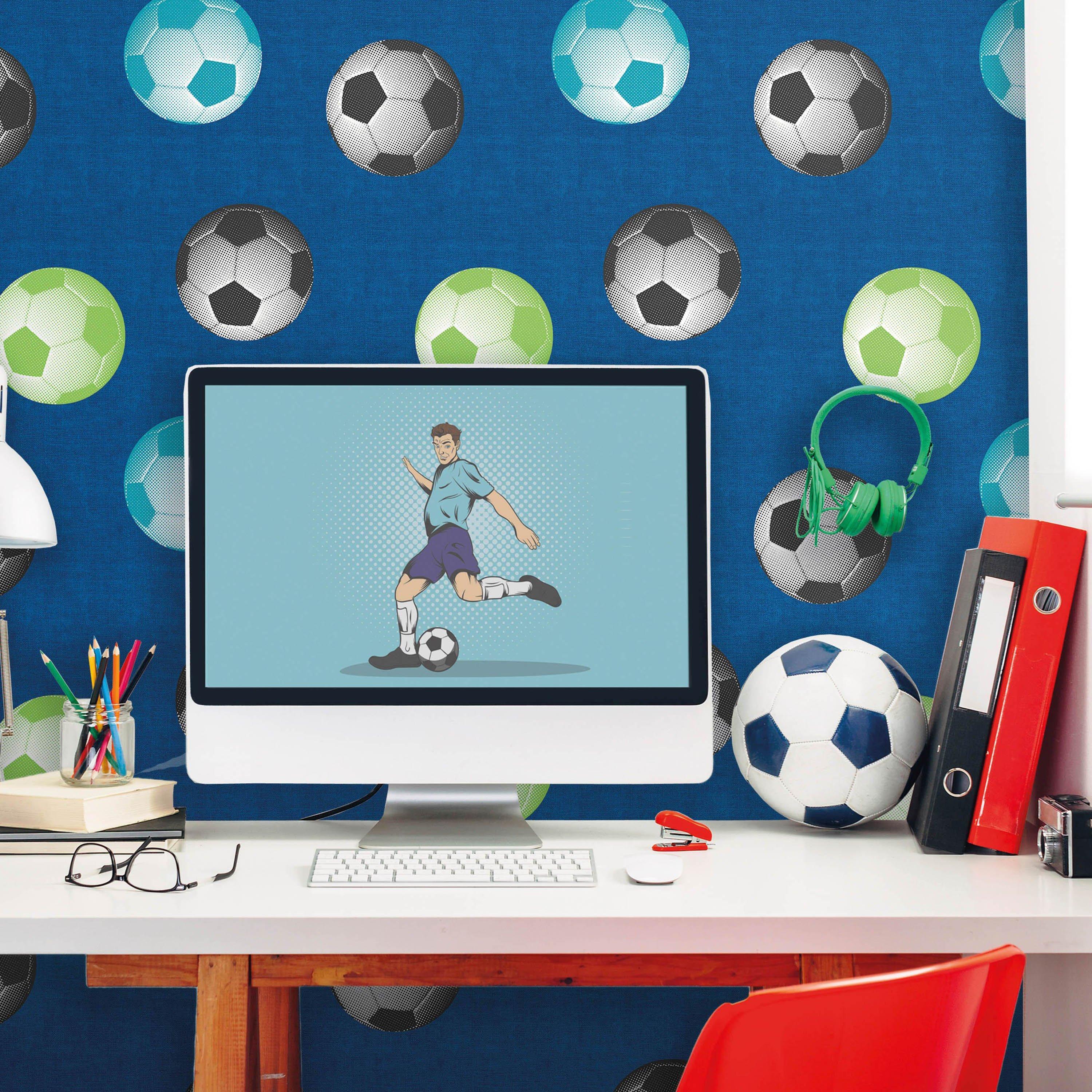 Blue - Catherine Lansfield - Football Wallpaper - 3