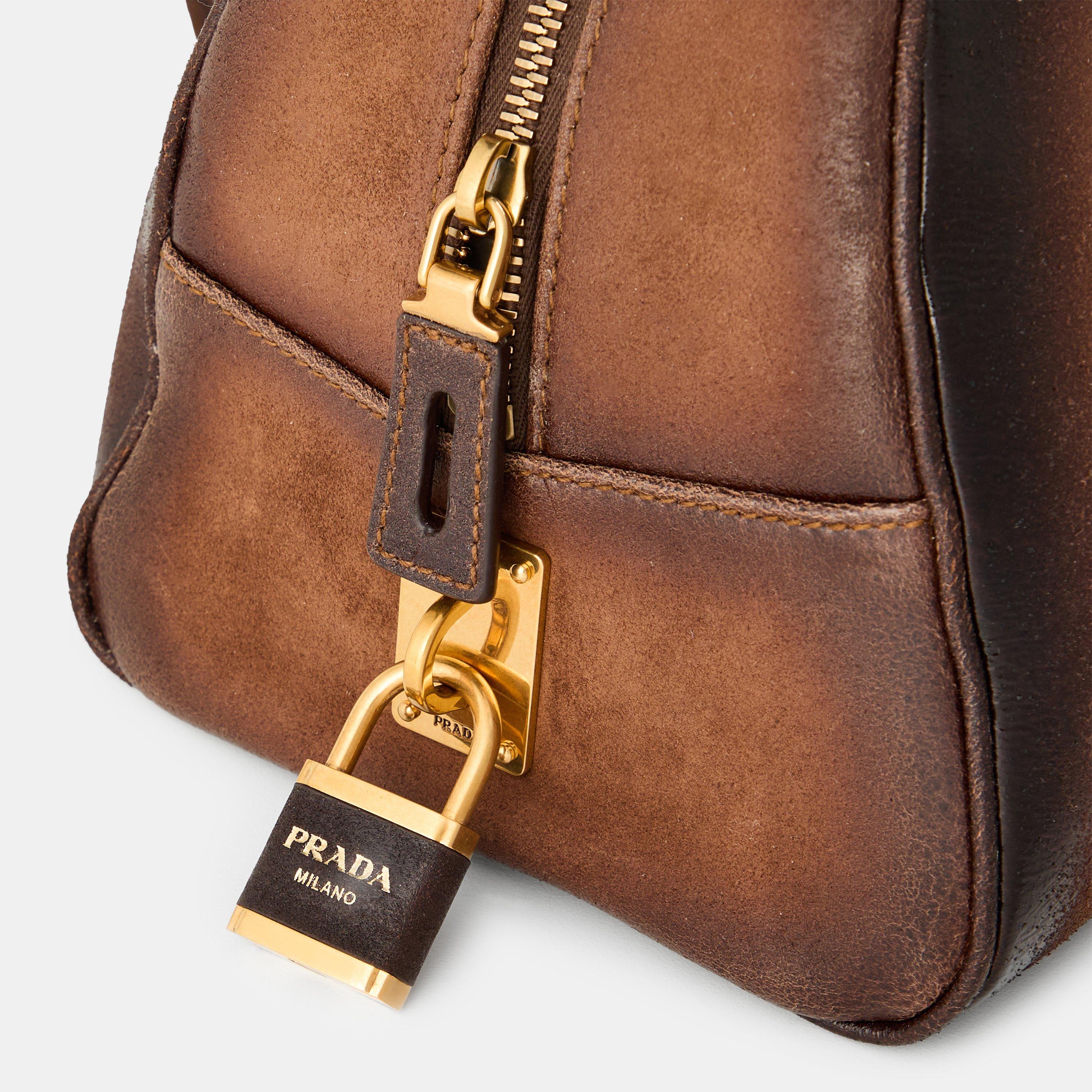 Cacao - Prada - Women's Suede Bowling Bag - 4