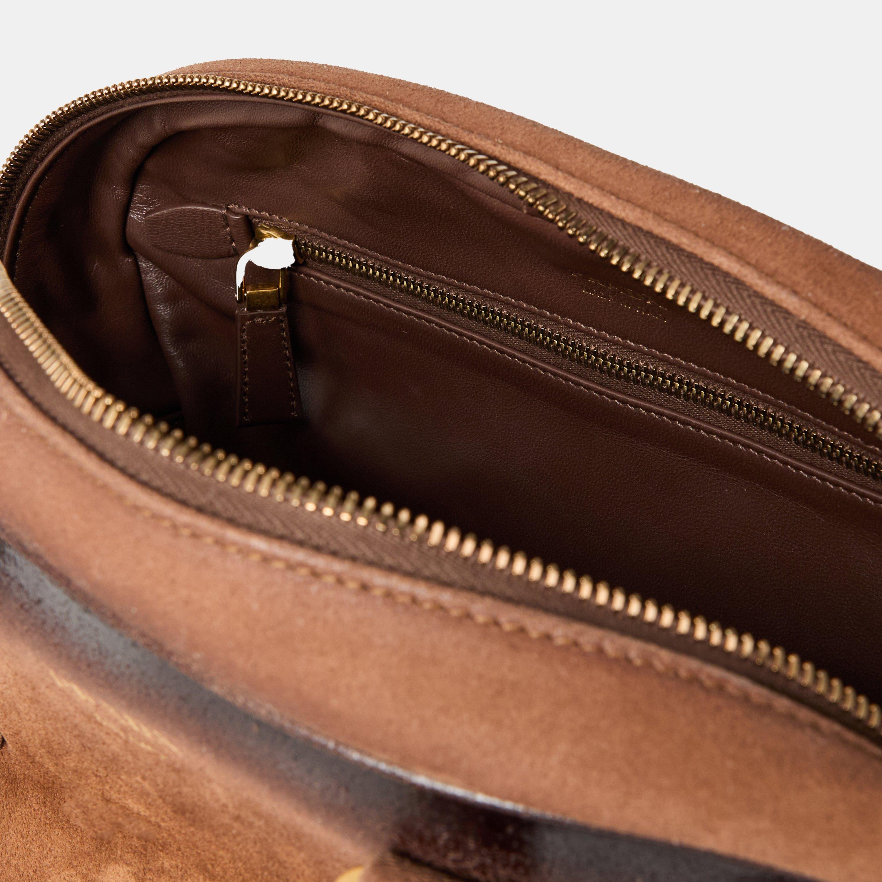 Cacao - Prada - Women's Suede Bowling Bag - 5