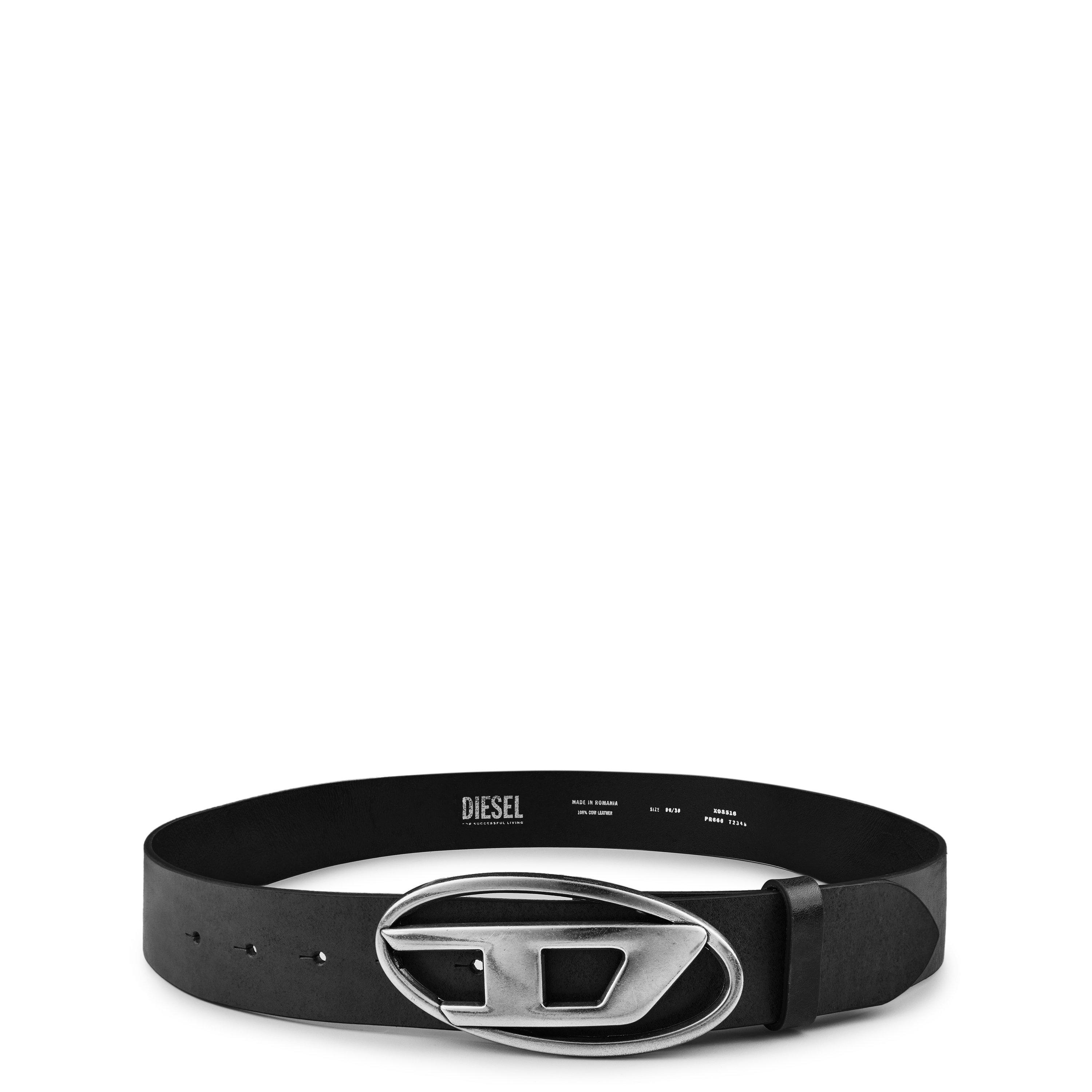 Black T8013 - Diesel - D Buckle Leather Belt - 1