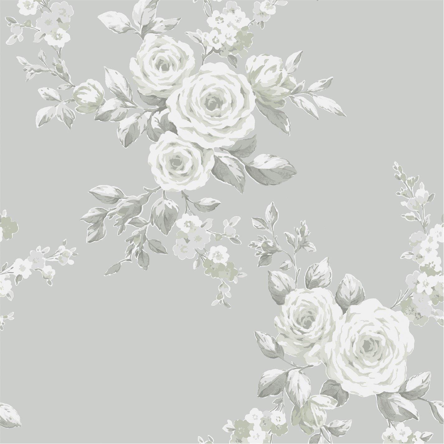 Catherine Lansfield  Canterbury Floral Wallpaper - Sage Green