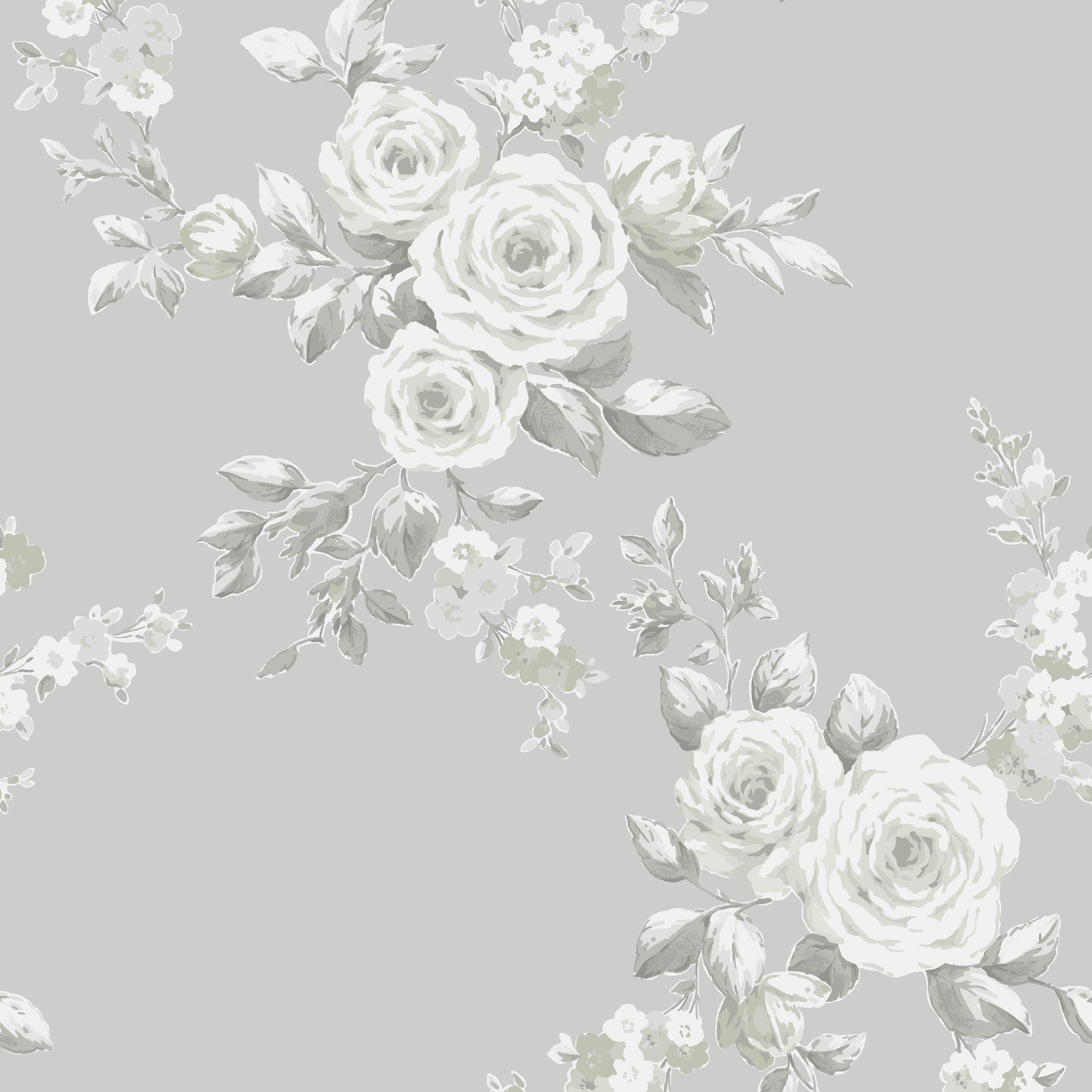 Sage Green - Catherine Lansfield - Canterbury Floral Wallpaper - 3