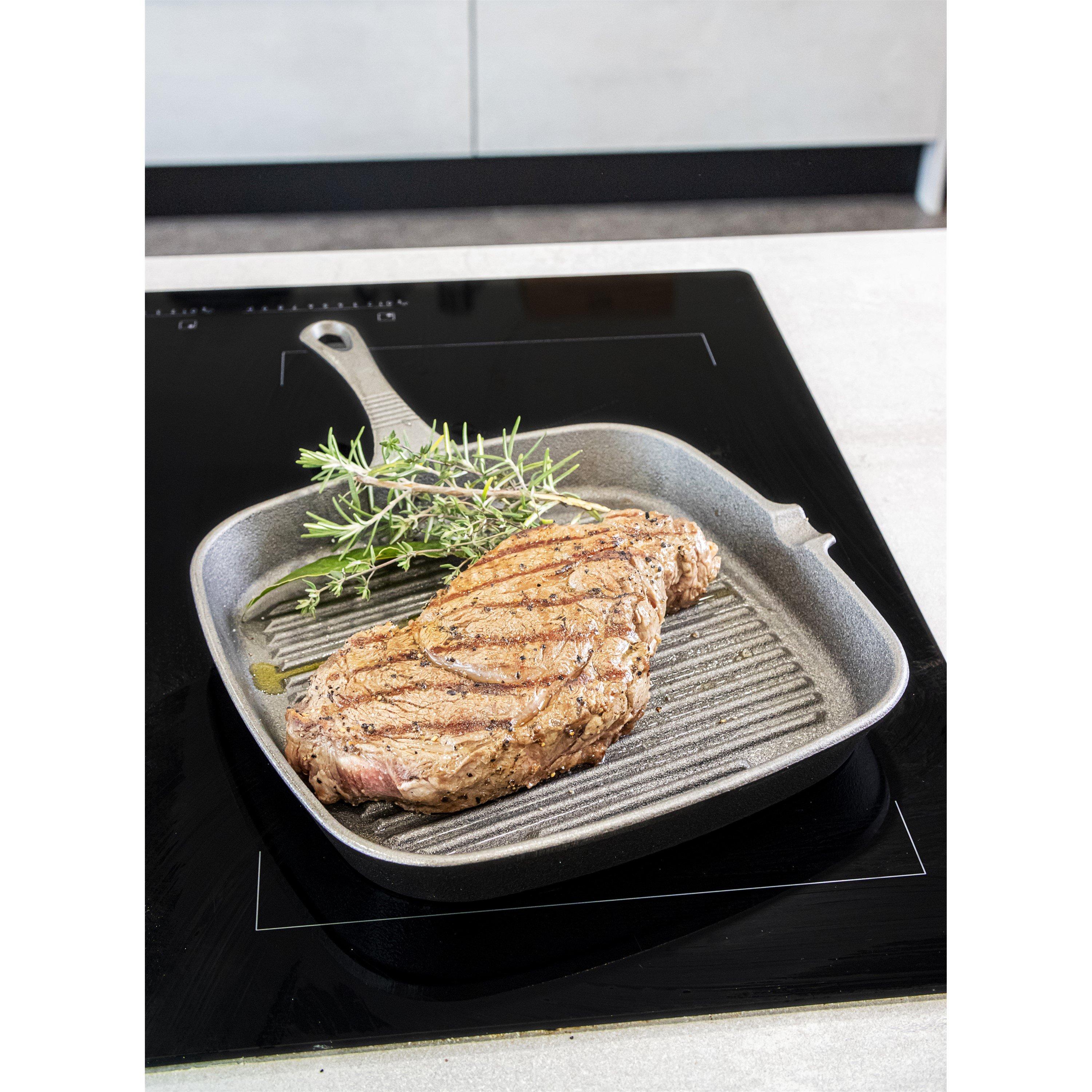 Black - KitchenCraft - KitchenCraft Cast Iron Square Grill Pan 23cm - 3