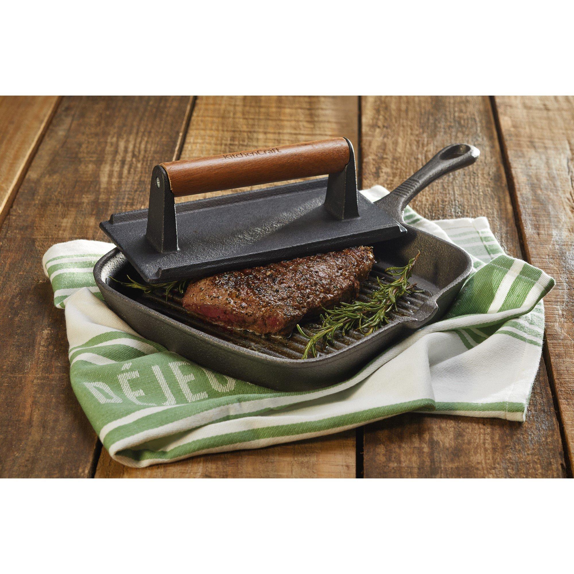 Black - KitchenCraft - KitchenCraft Cast Iron Square Grill Pan 23cm - 5