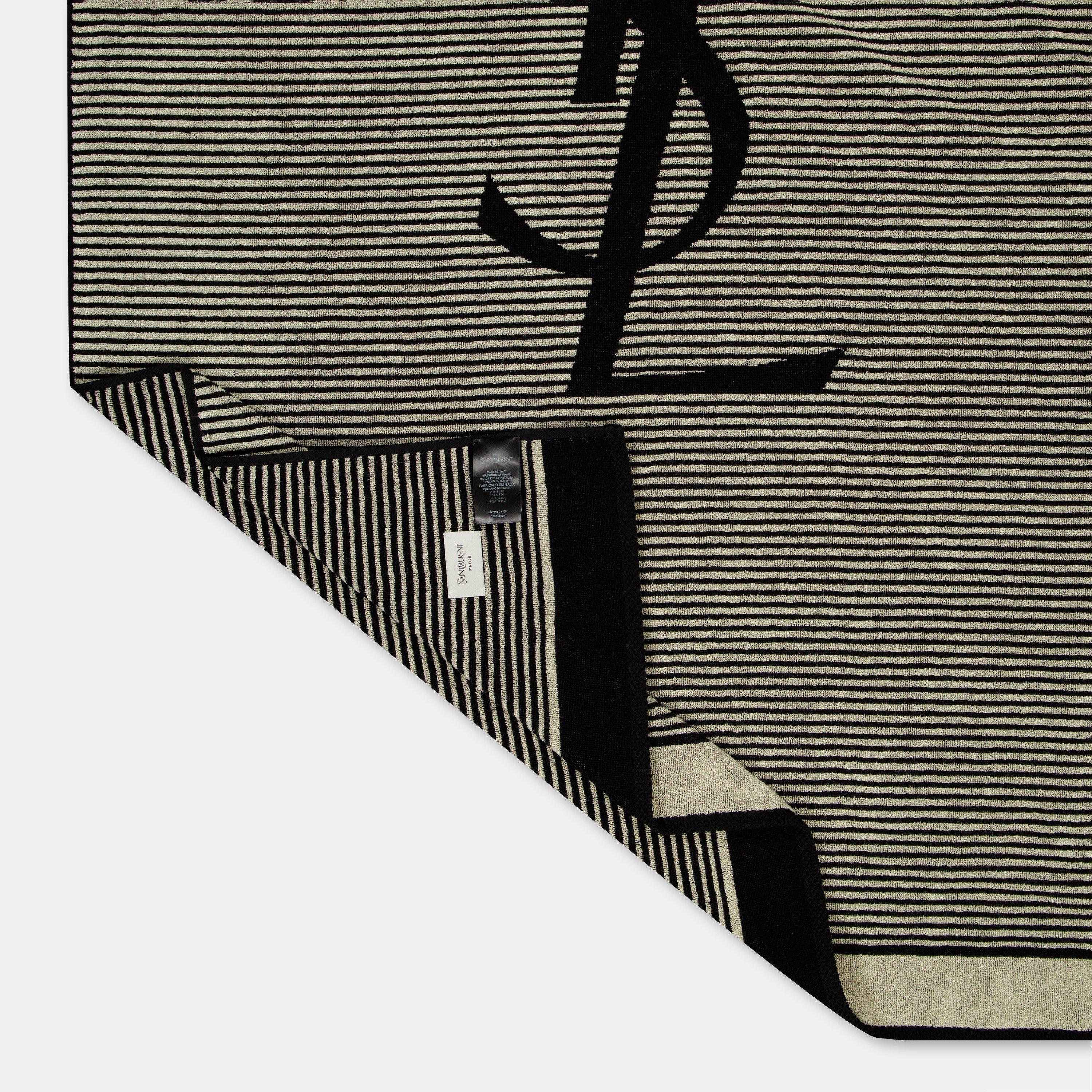 Beige/Black - Saint Laurent - Women's Mono Beach Towel - 2
