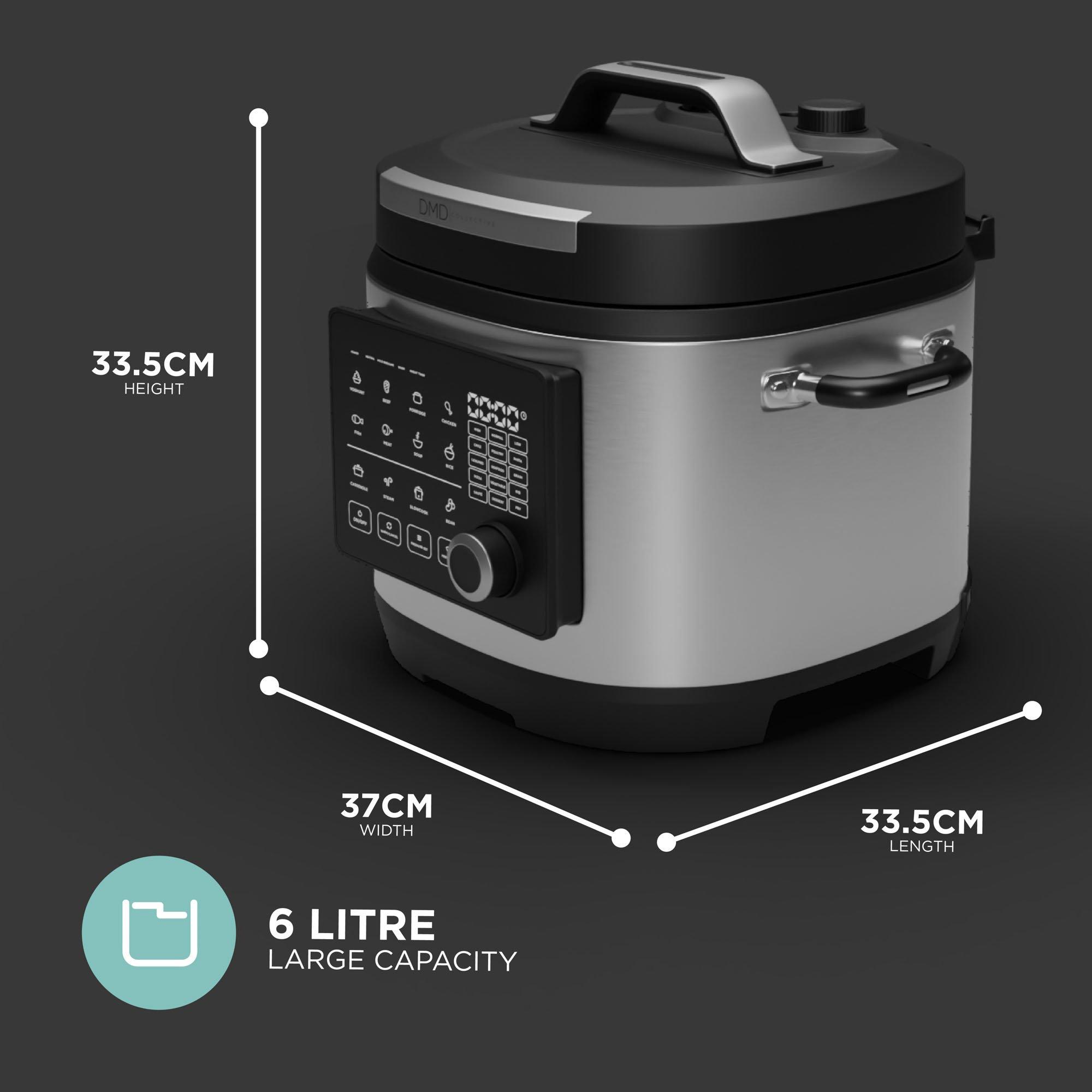 Silver/Black - DMD Collective - 23-in-1 6L Electric Pressure Cooker - 2