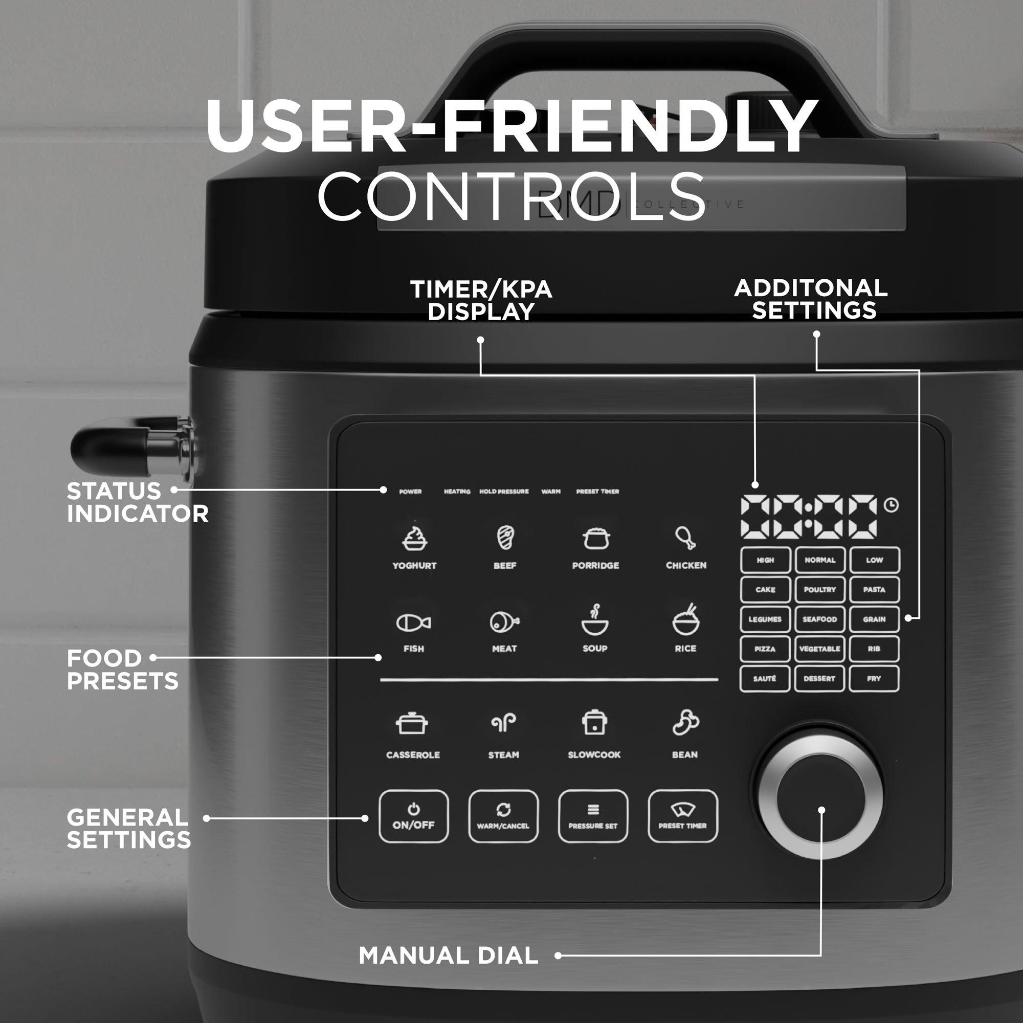 Silver/Black - DMD Collective - 23-in-1 6L Electric Pressure Cooker - 5