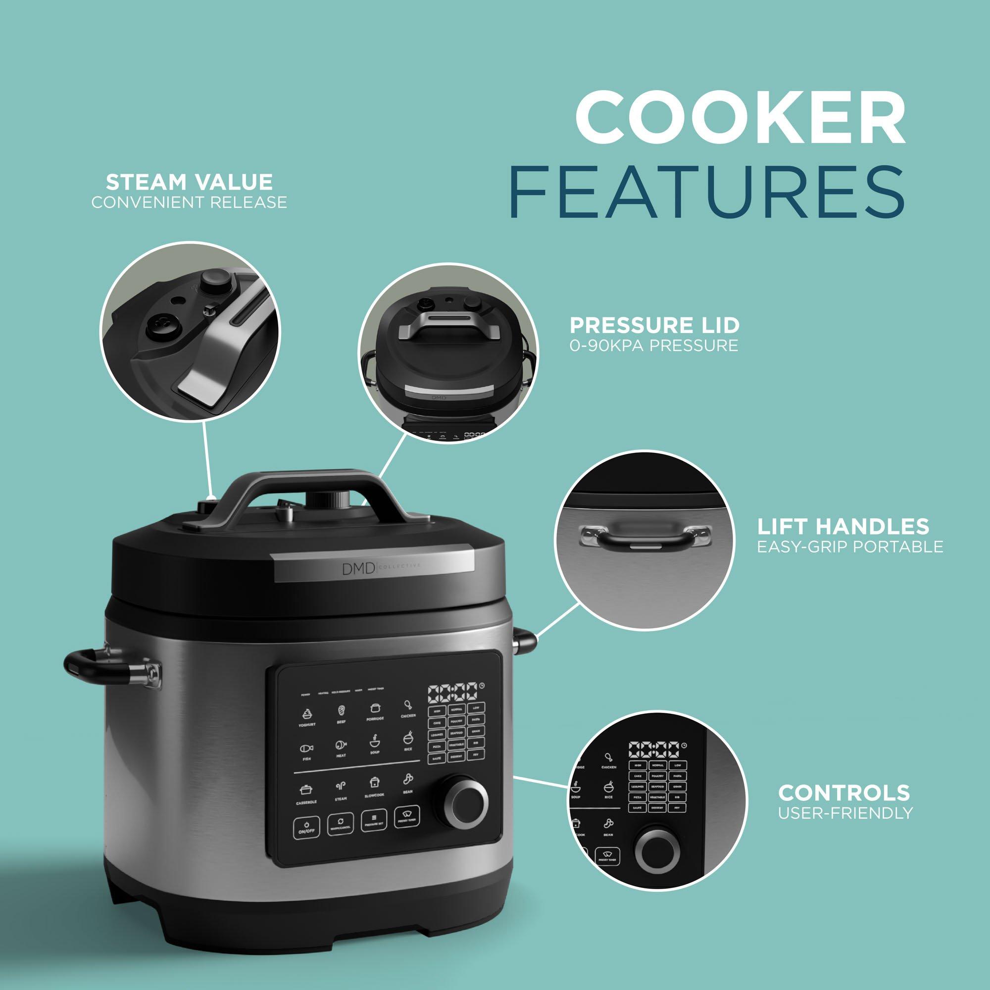 Silver/Black - DMD Collective - 23-in-1 6L Electric Pressure Cooker - 7