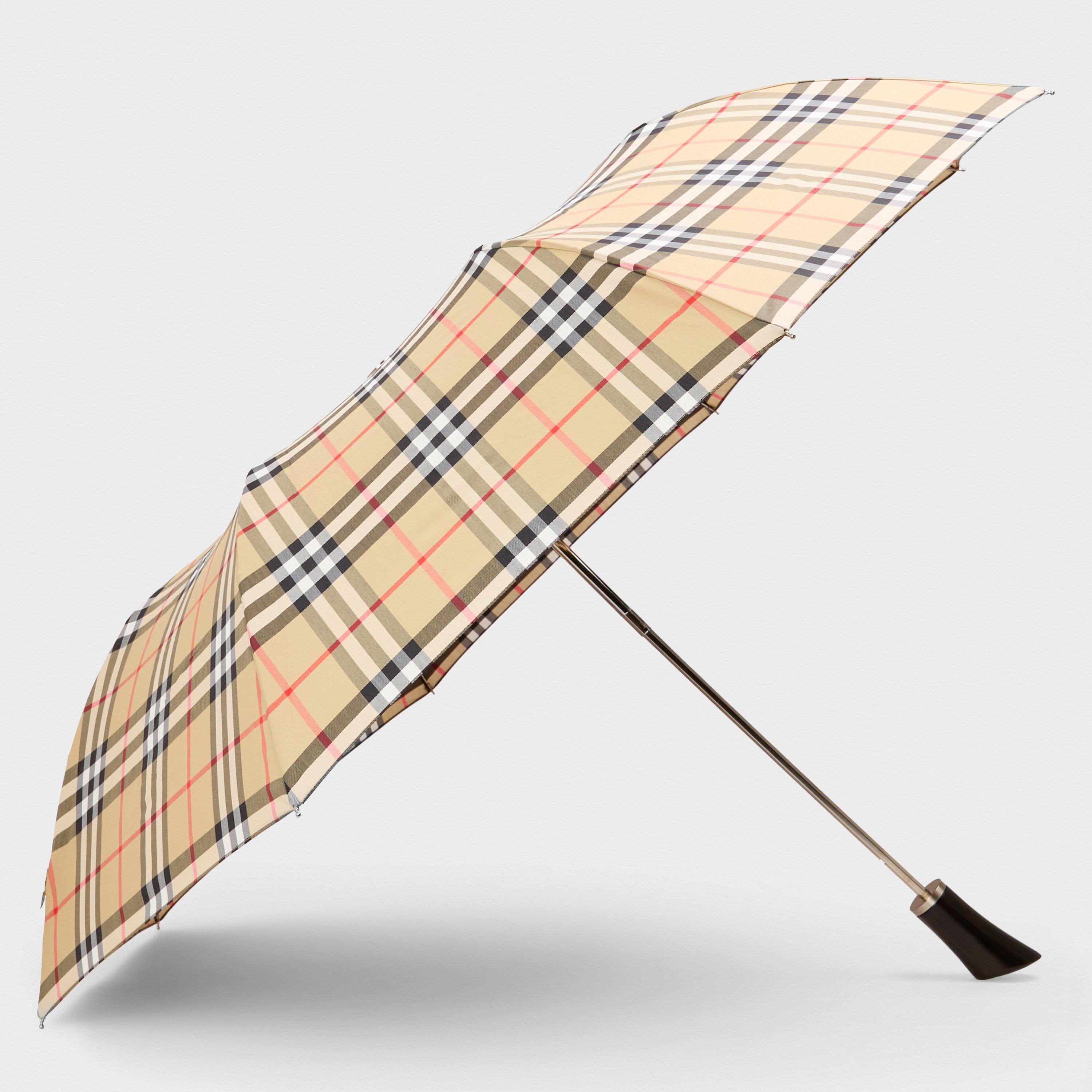 Burberry Adults' Folding Check Umbrella - Sand IP Check