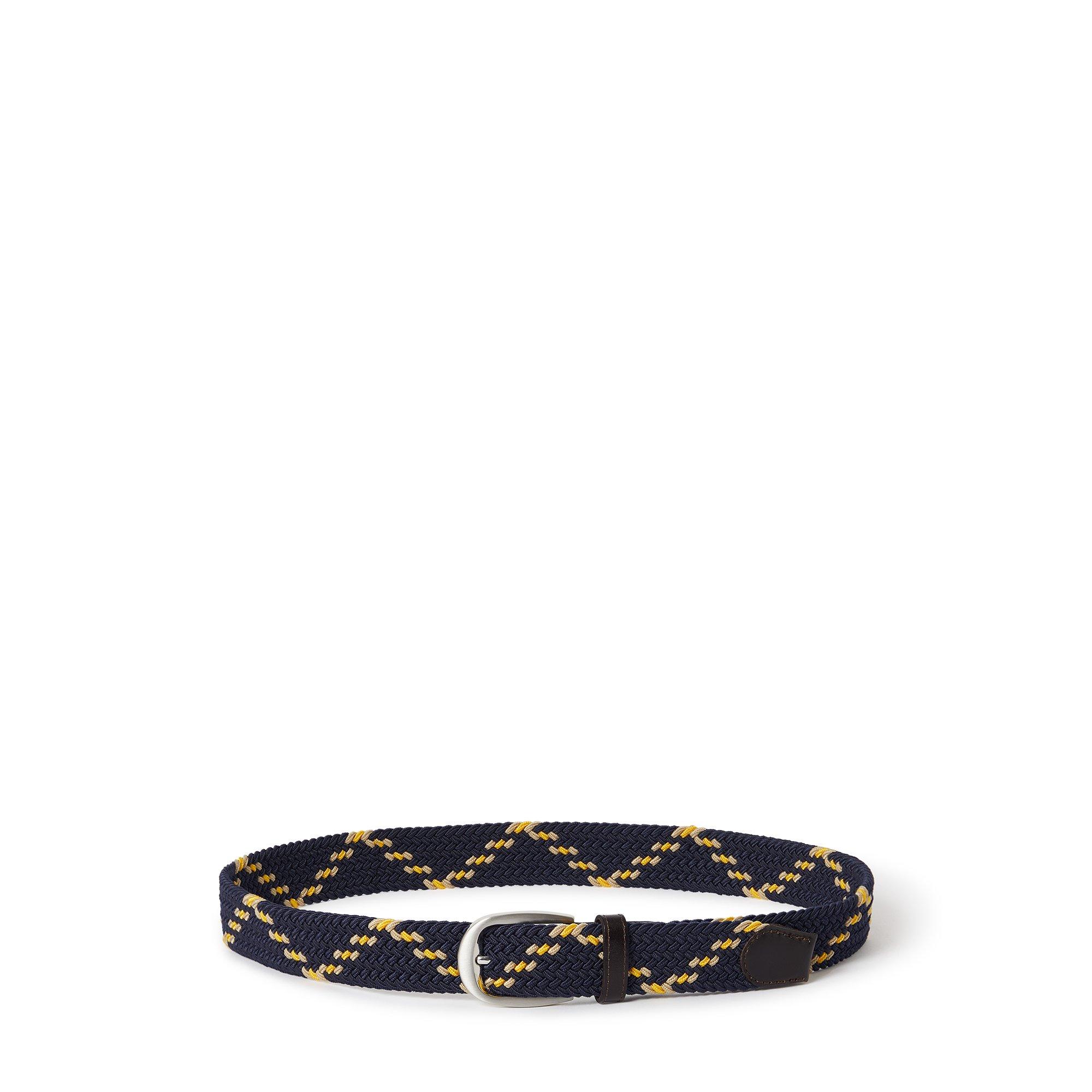 Osprey London Men's Sam Flexible Woven Leather Belt - Nvy/Brn - 85