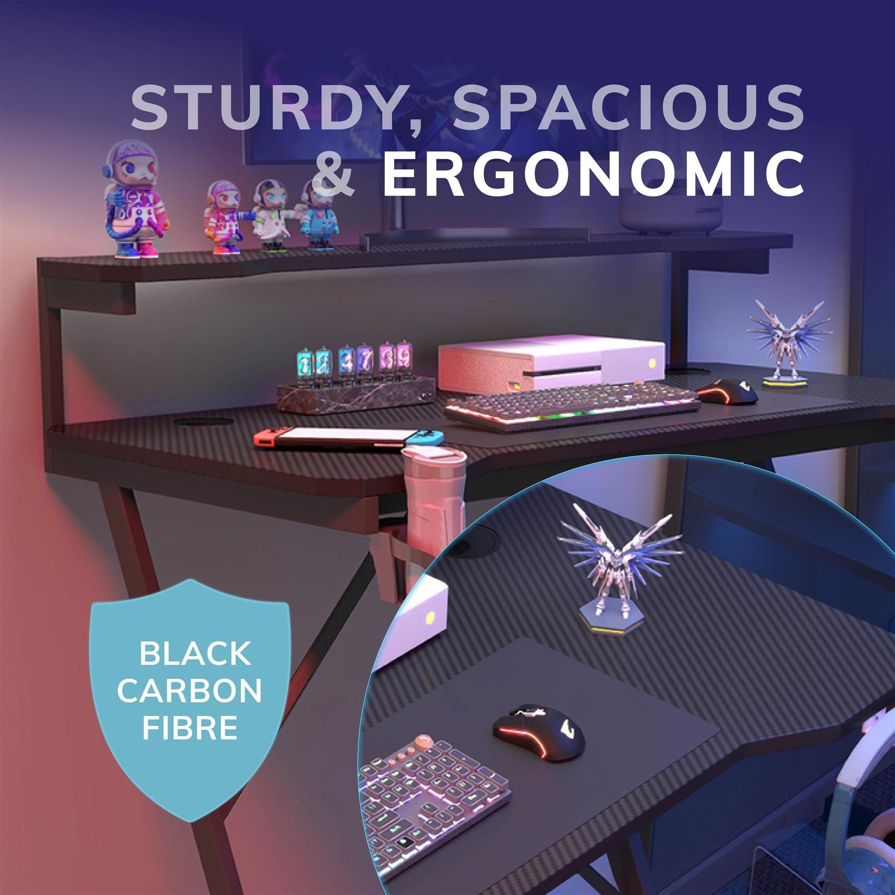 Black - House of Home - Gaming Desk With Monitor - 6