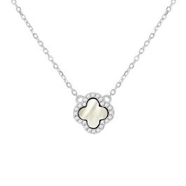 Be You Silver Clover Mother of Pearl & CZ Necklace