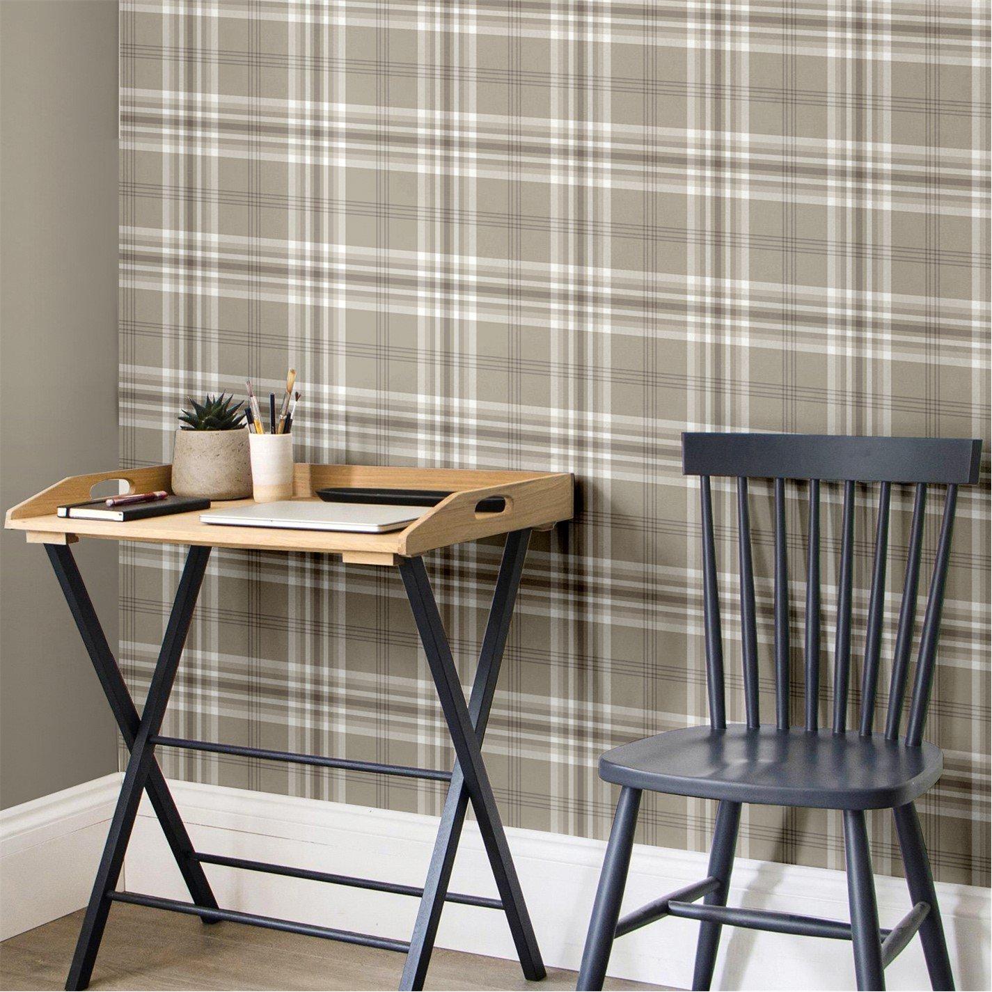 Natural - Catherine Lansfield - Kelso Check Wallpaper - 3