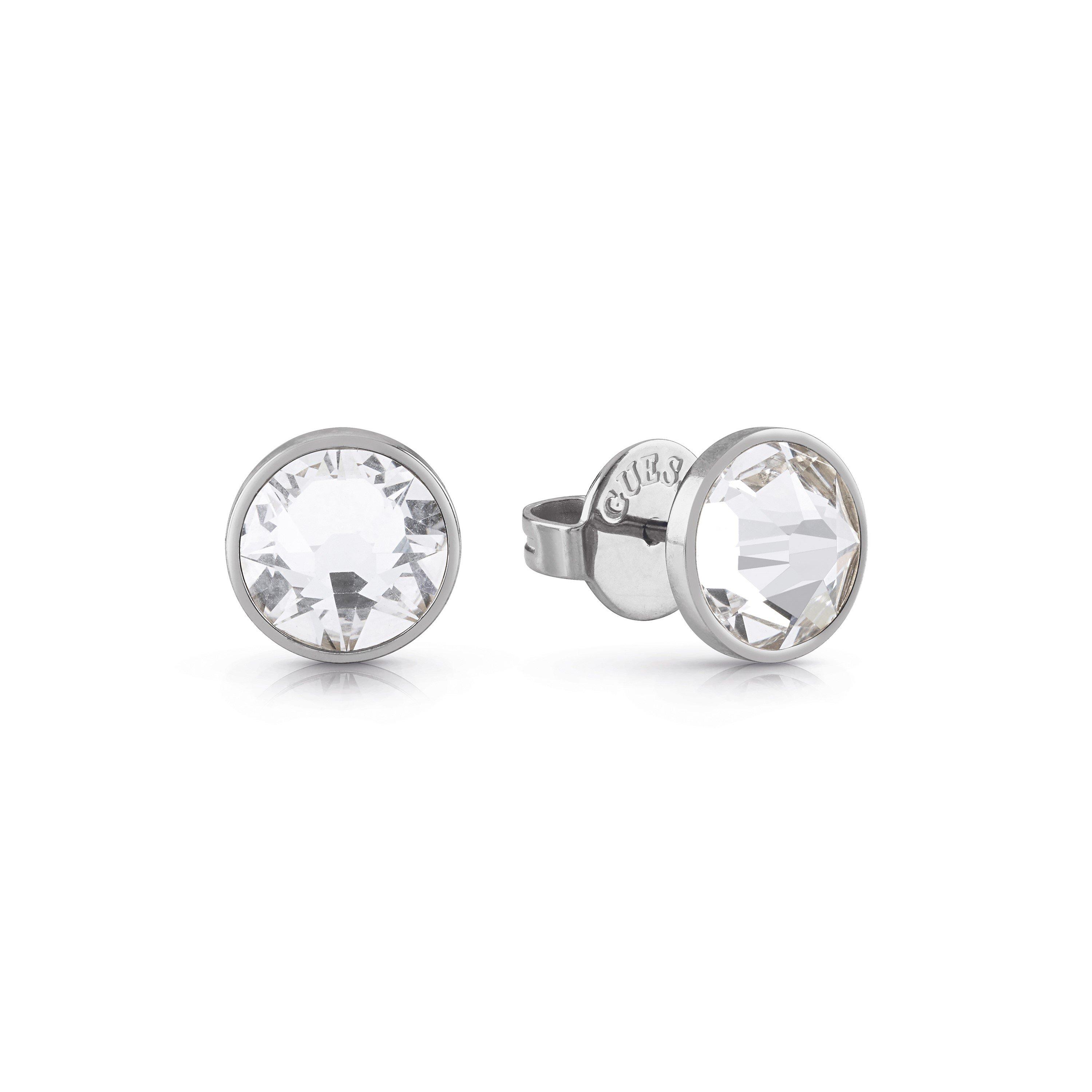 Guess Men's White Cubic Zirconia Stud Earrings - Metallics