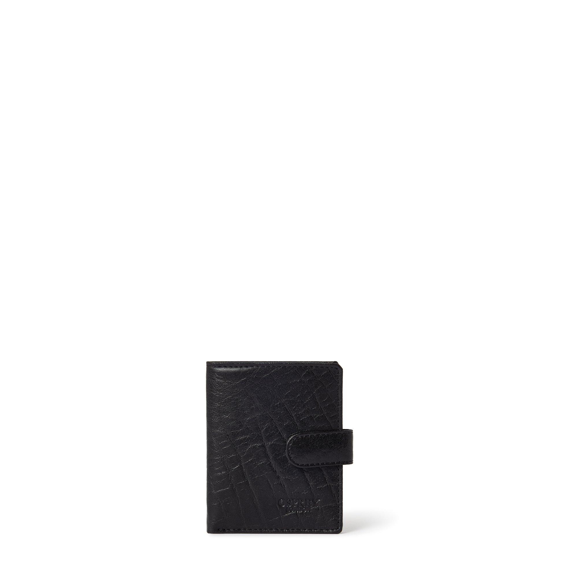 Black - Osprey London - Men's Popper Leather Embossed Billfold Wallet - 1