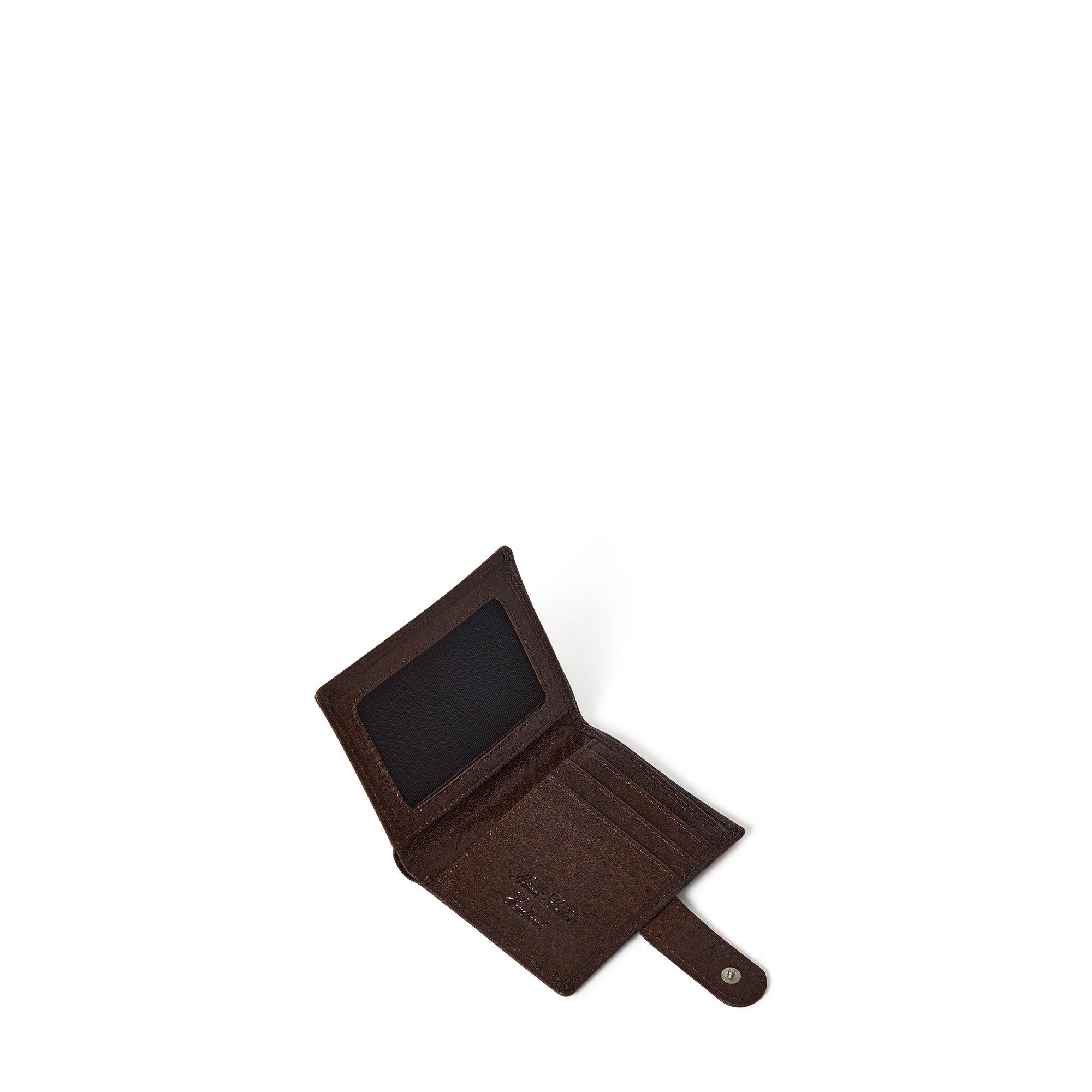 Chocolate - Osprey London - Men's Popper Leather Embossed Billfold Wallet - 2