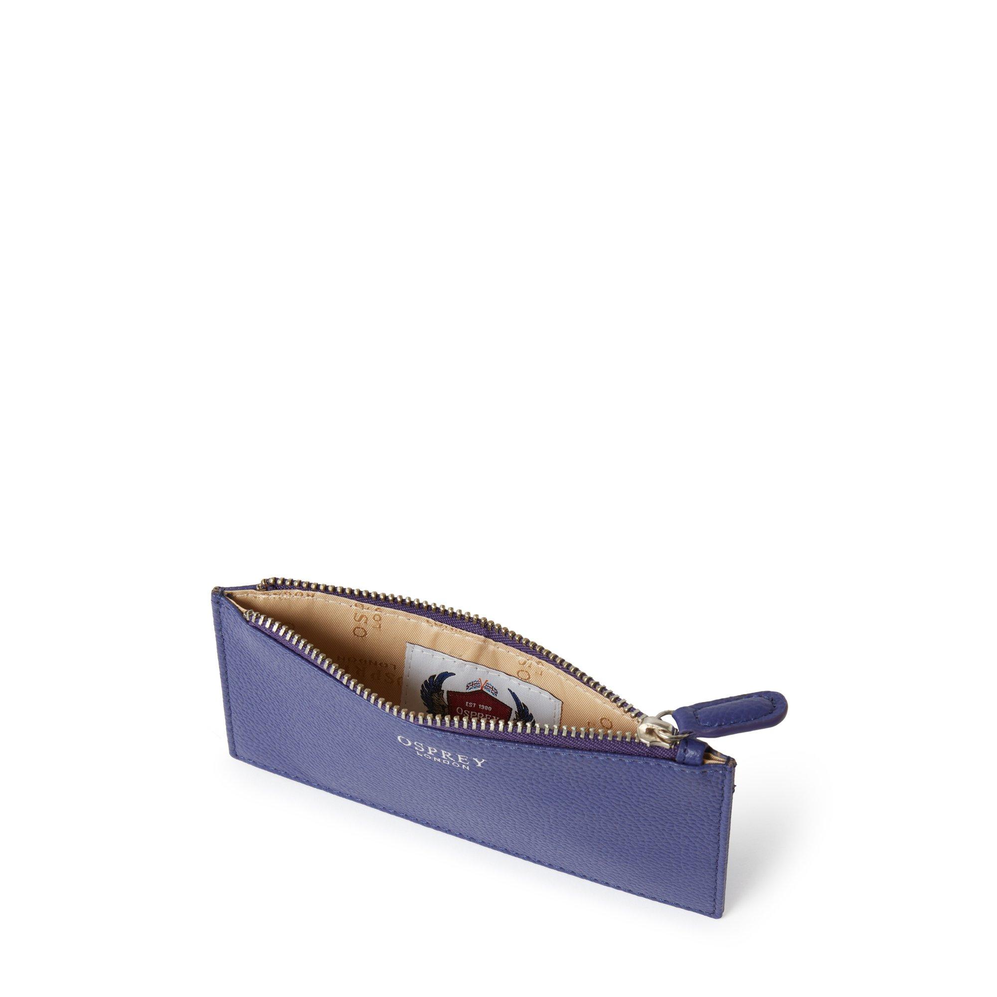 Purple - Osprey London - OSPREY LONDON Molly Zip Top Leather Card Pouch - 2