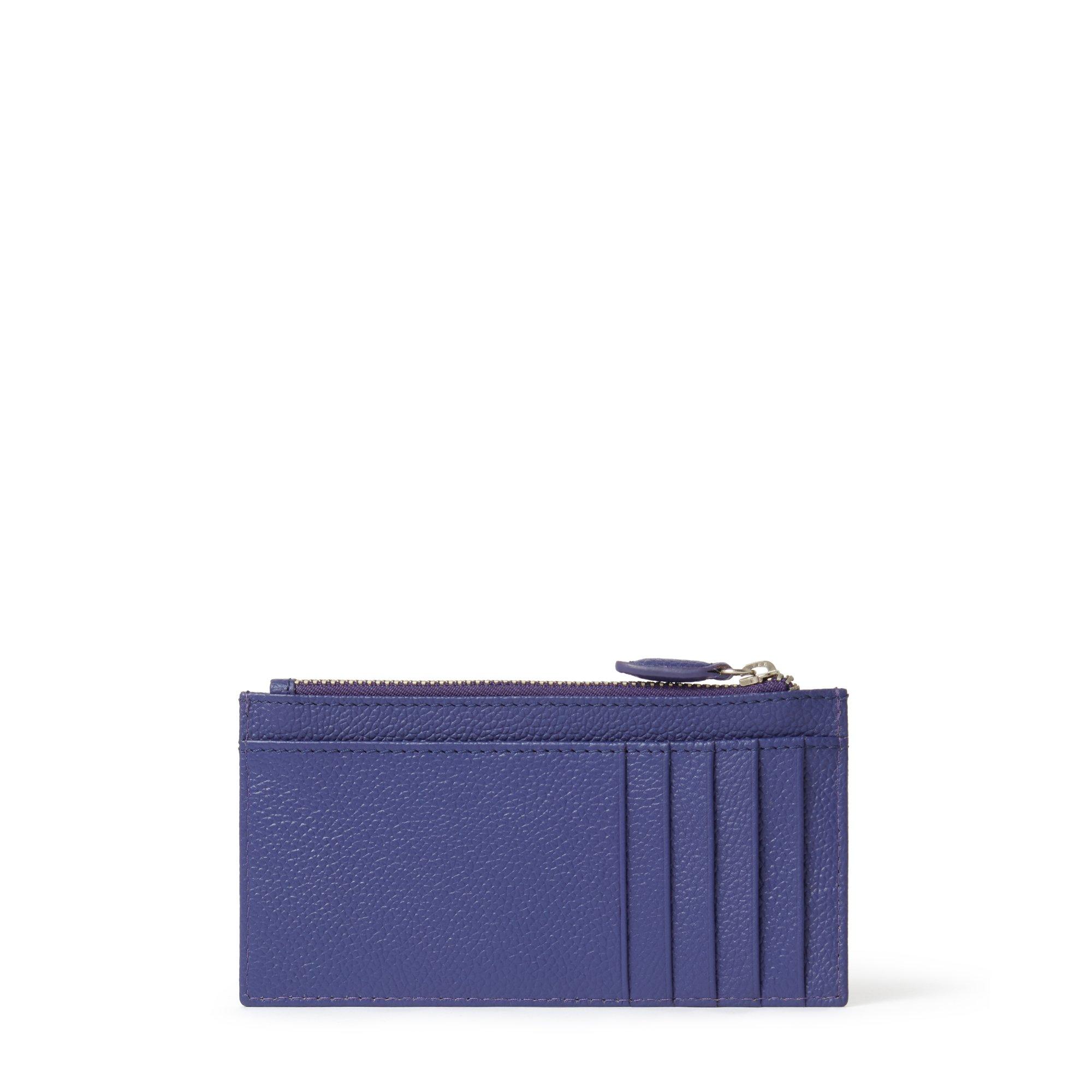 Purple - Osprey London - OSPREY LONDON Molly Zip Top Leather Card Pouch - 3
