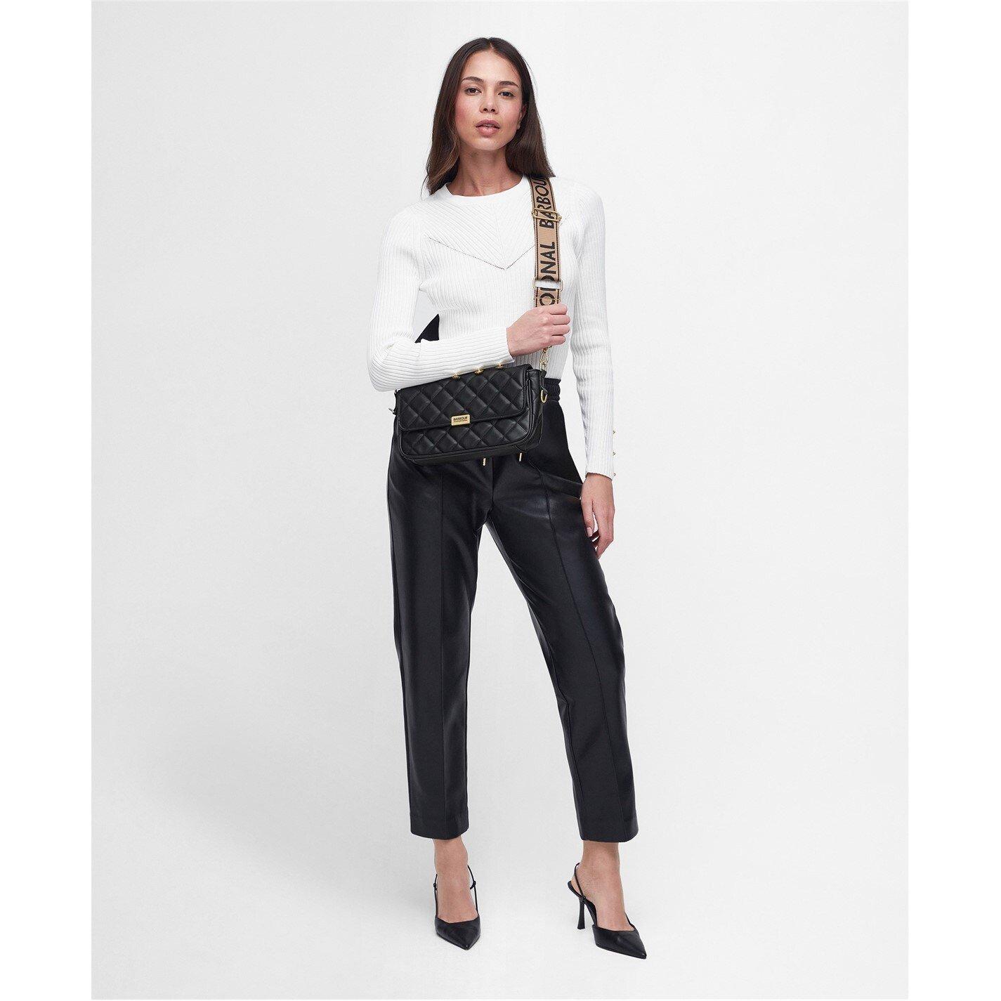 Black - Barbour International - Women's Quilted Leather Crossbody Bag - 6