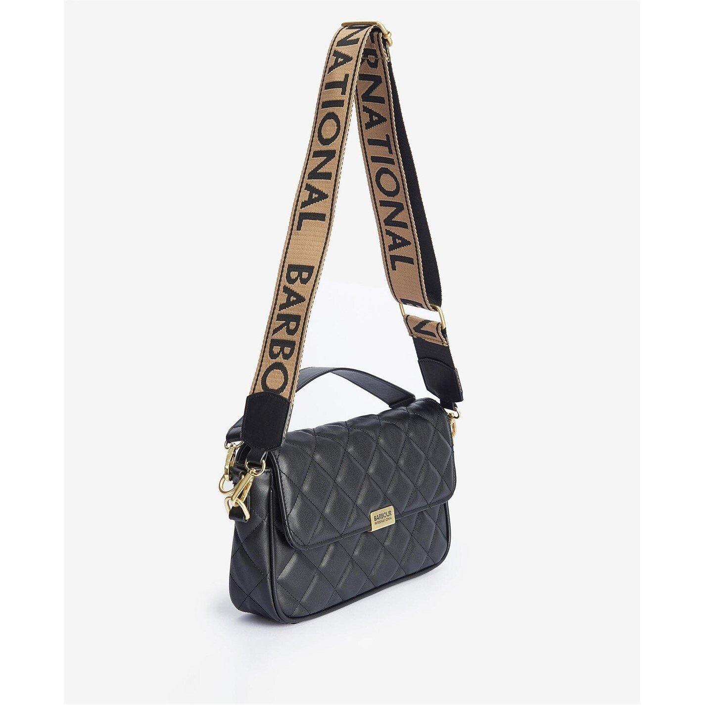 Black - Barbour International - Women's Quilted Leather Crossbody Bag - 7