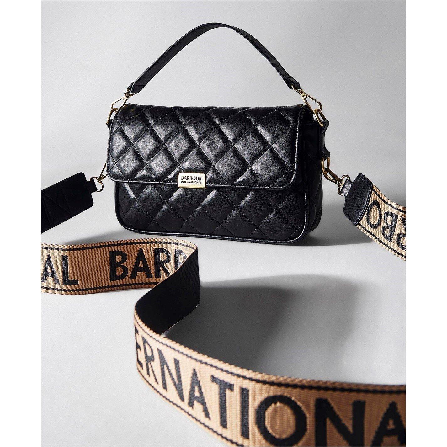 Black - Barbour International - Women's Quilted Leather Crossbody Bag - 8