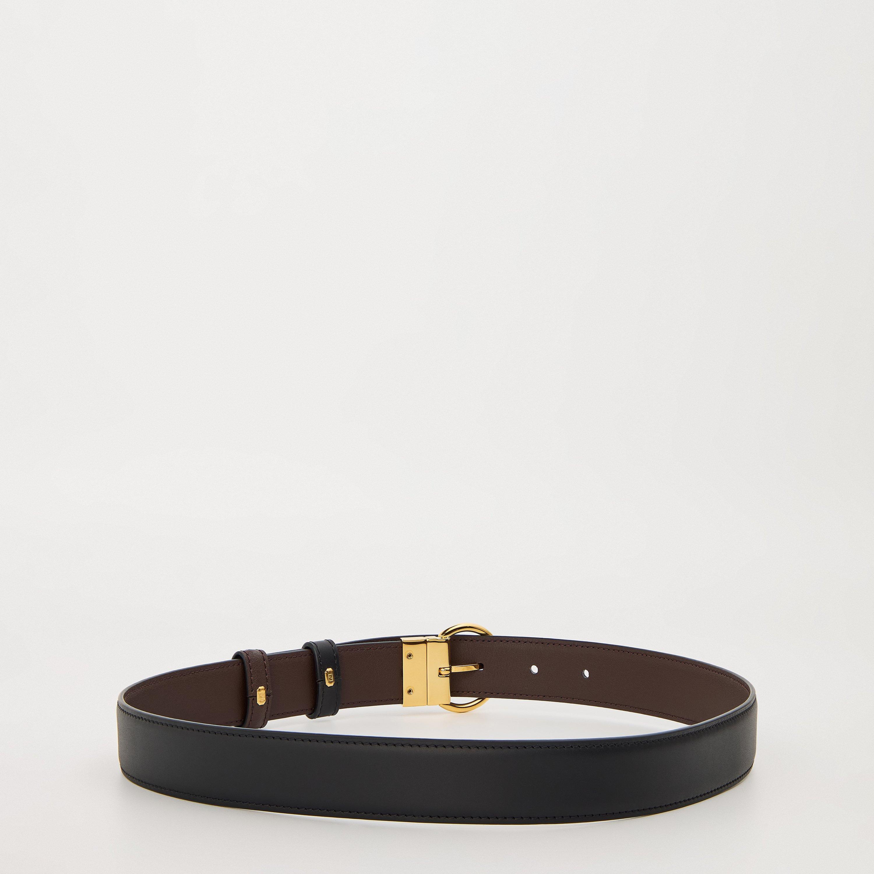 Nero/Choc - Fendi - Women's Logo Reverse Leather Belt - 2
