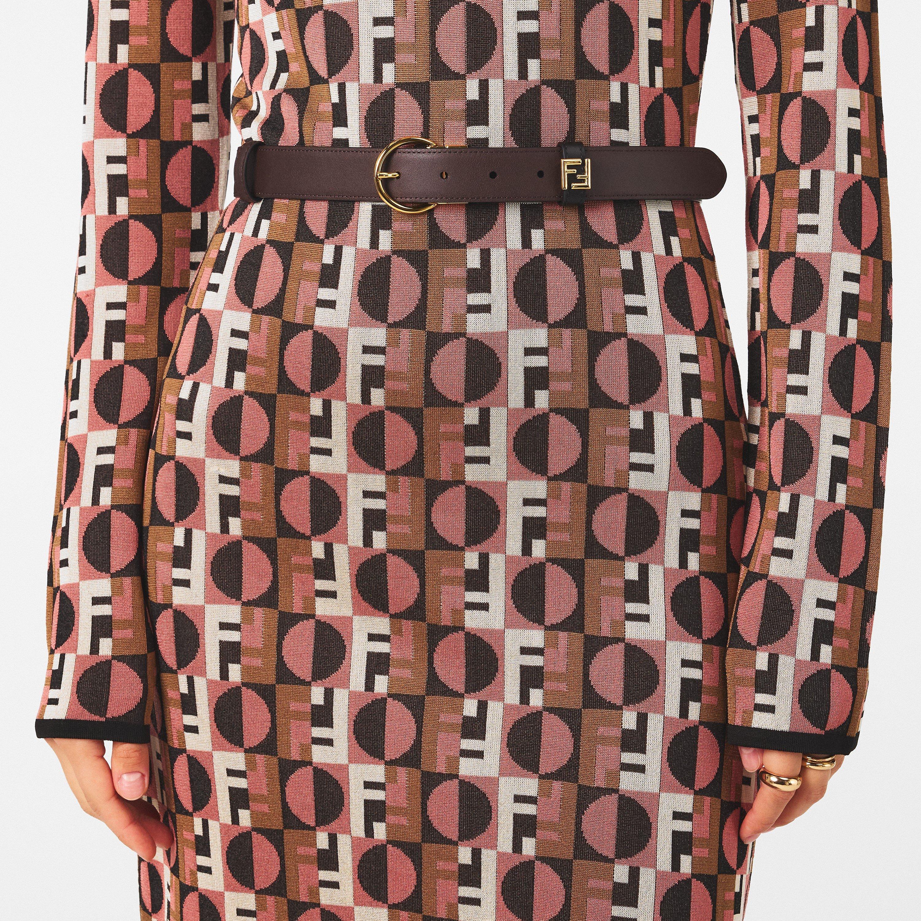 Nero/Choc - Fendi - Women's Logo Reverse Leather Belt - 3