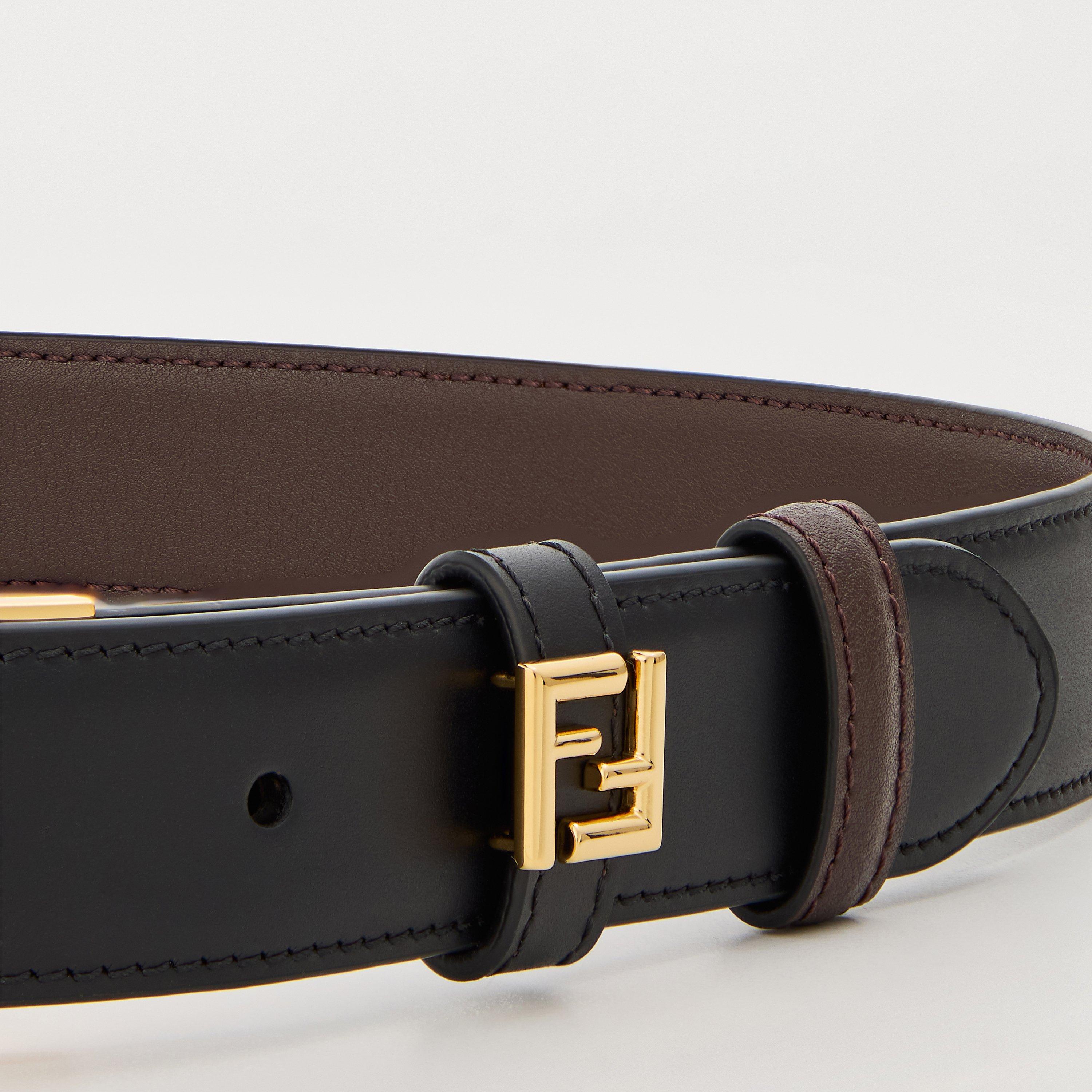 Nero/Choc - Fendi - Women's Logo Reverse Leather Belt - 4