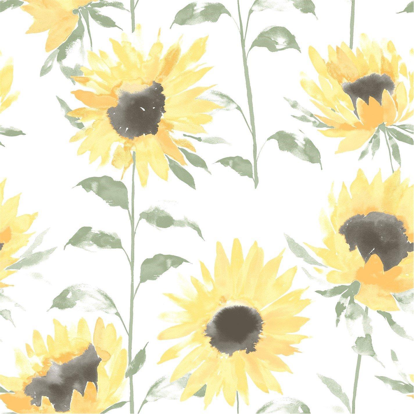 Catherine Lansfield  Painted Sunflowers Wallpaper - Yellow