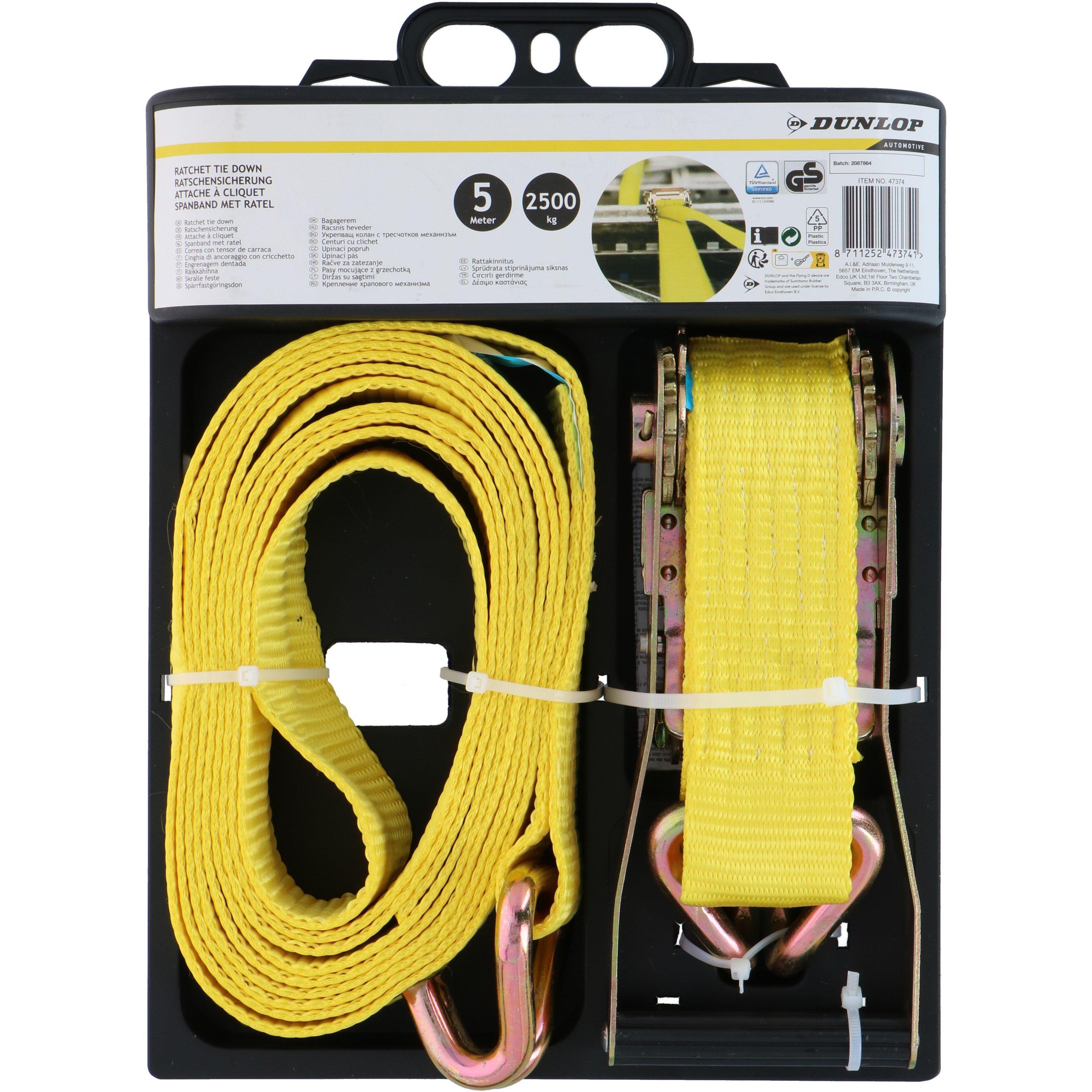 2500kg - Dunlop - Ratchet Tie-Down Luggage Straps - 1