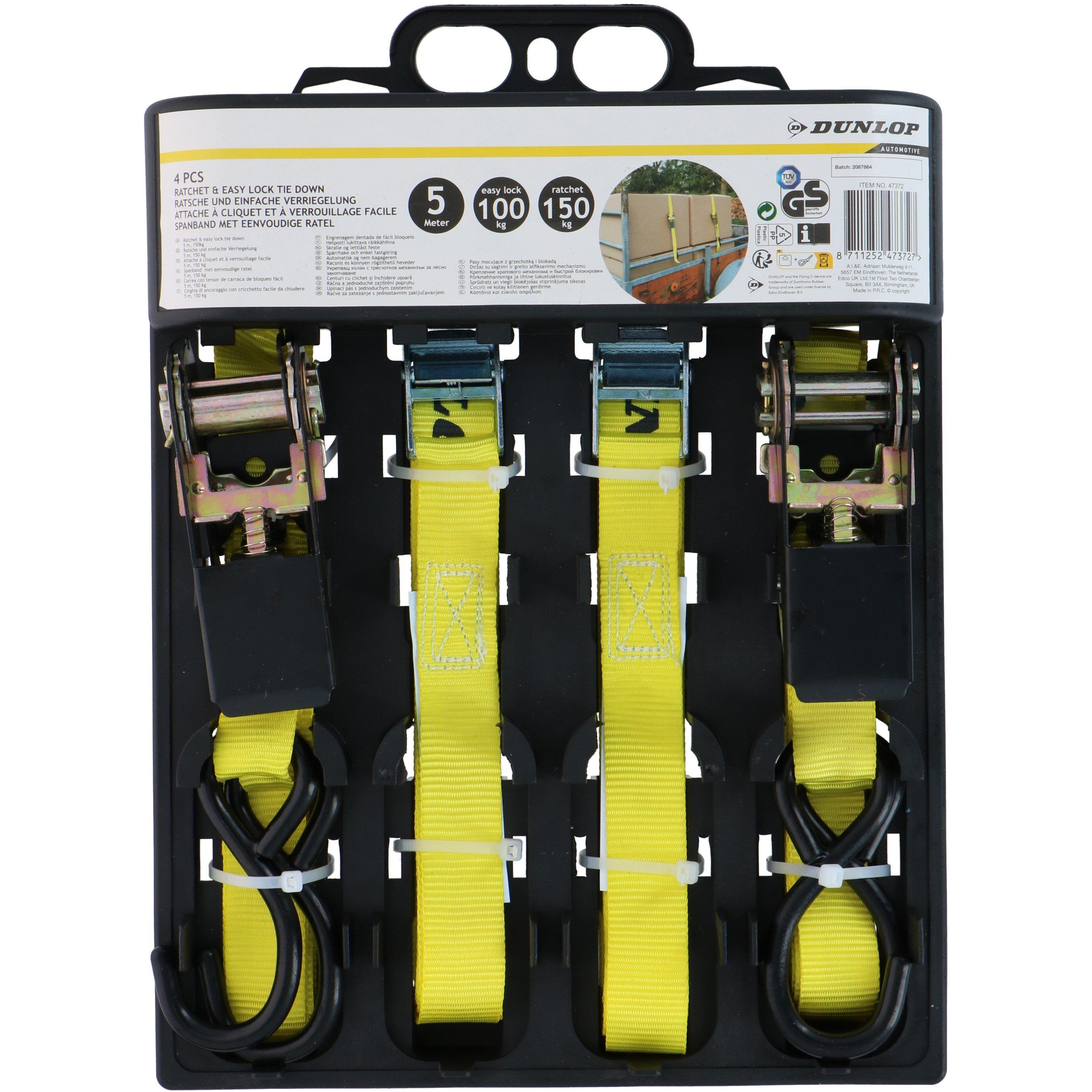 Yellow - Dunlop - Ratchet Luggage Straps - 1