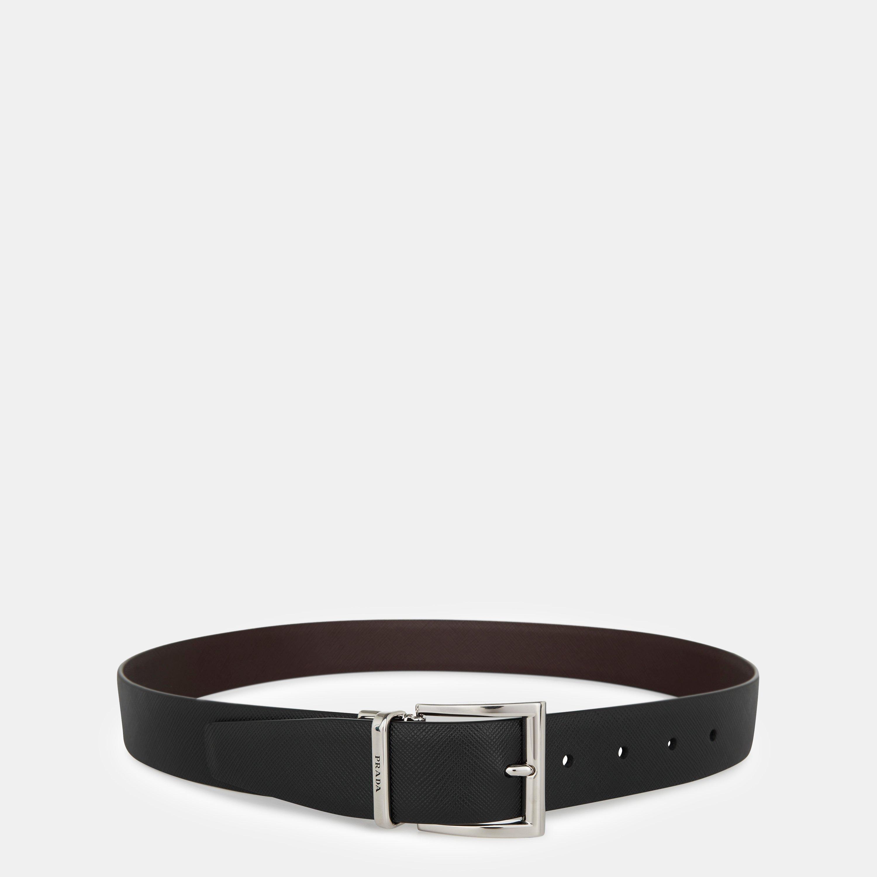 Nero - Prada - Reversible Saffiano Leather Belt - 1