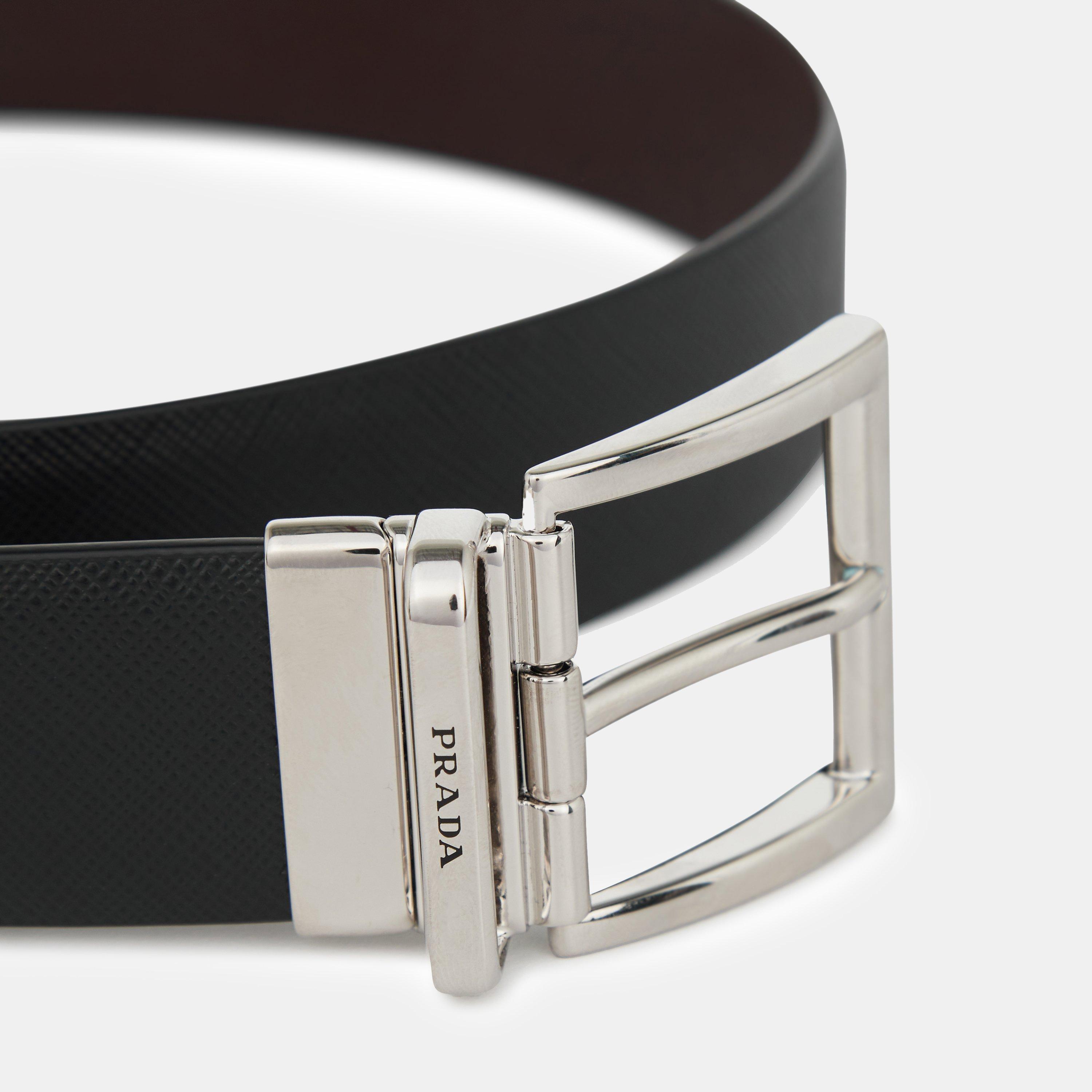 Nero - Prada - Reversible Saffiano Leather Belt - 4