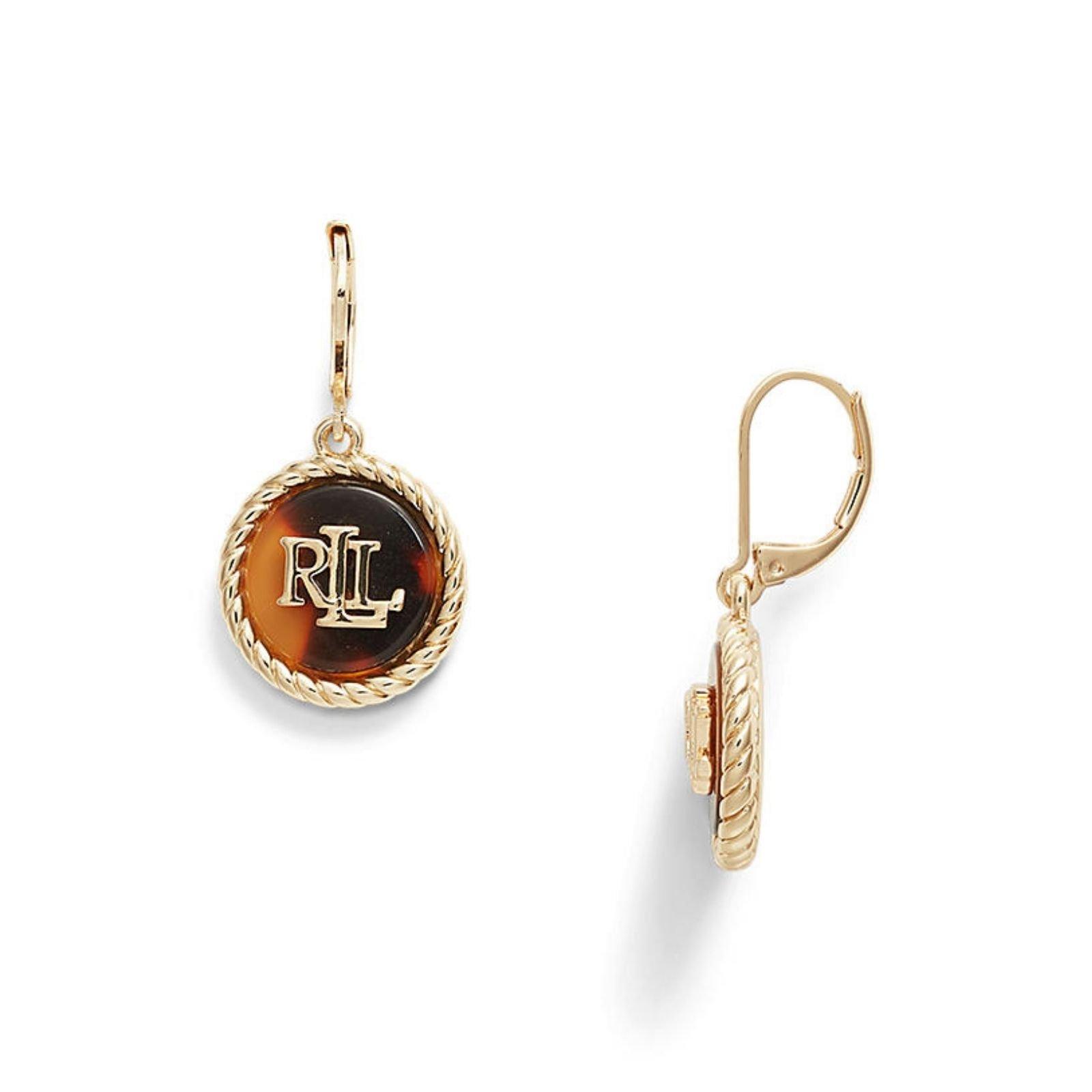 Tortoiseshell/G - Ralph Lauren - Lauren Ralph Lauren Tortoise & Gold Logo Drop Earrings - 2
