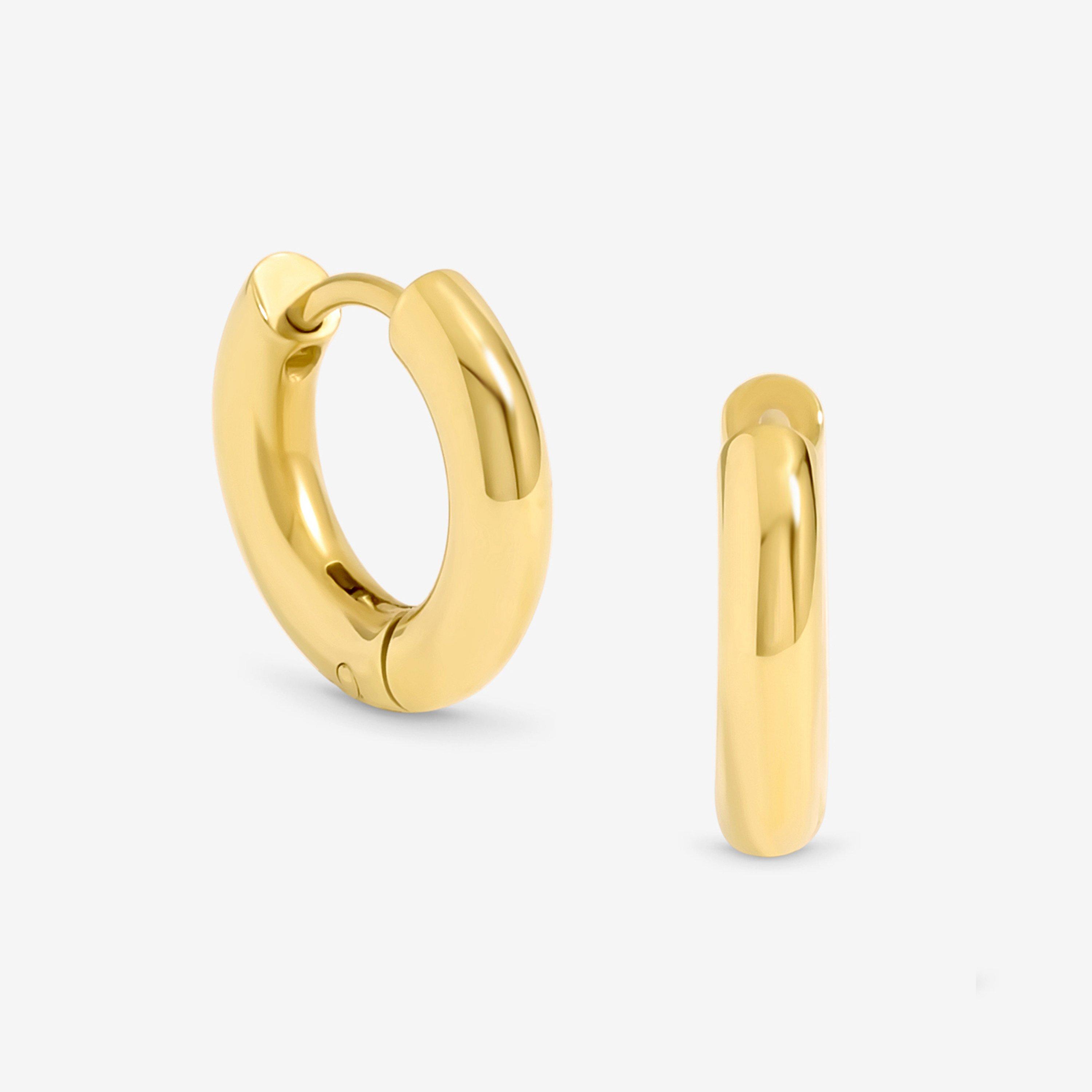 Gold - Jon Richard - Gold Plated Stainless Steel Small Chubby Hoops - 1