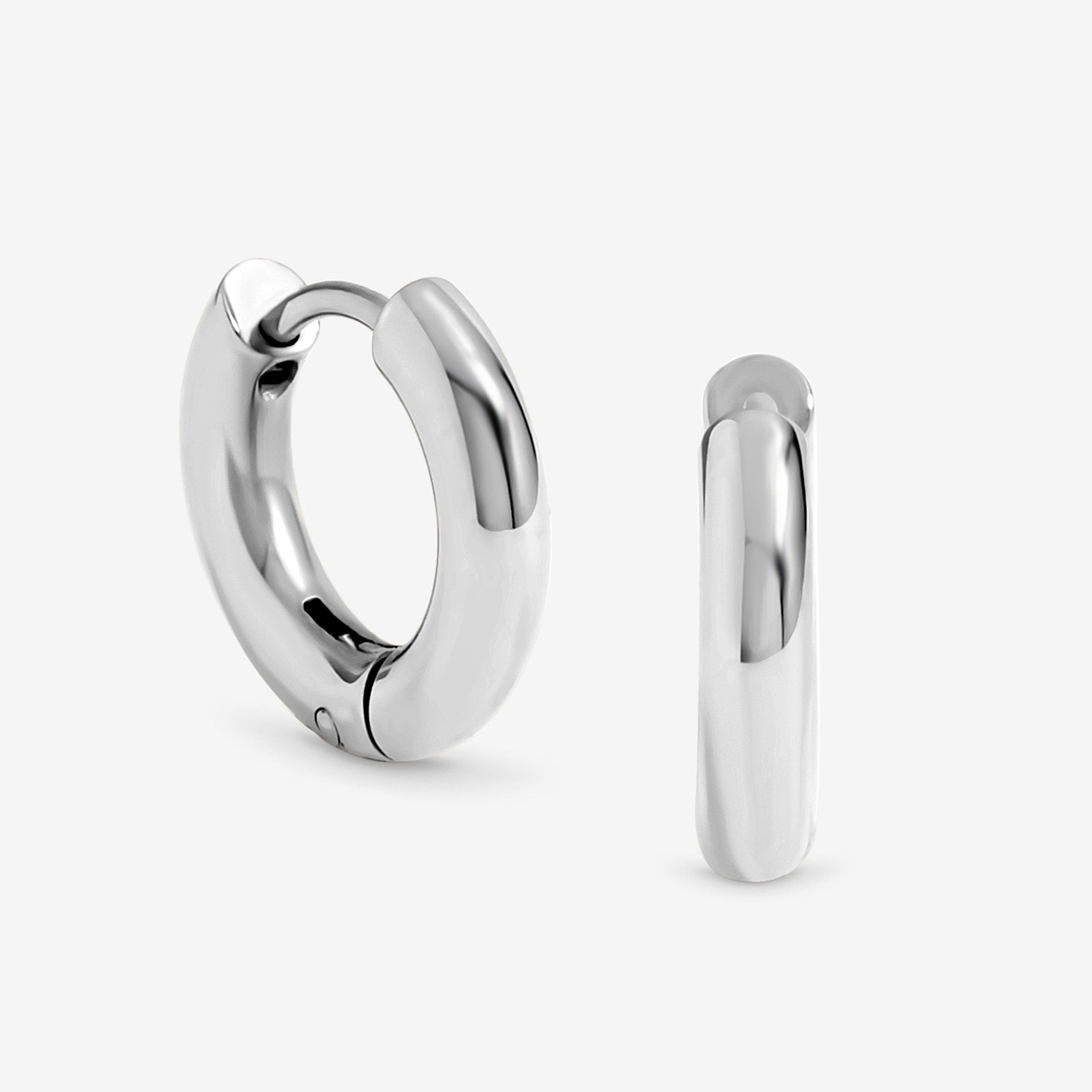 Silver - Jon Richard - Silver Plated Stainless Steel Small Chubby Hoops - 1